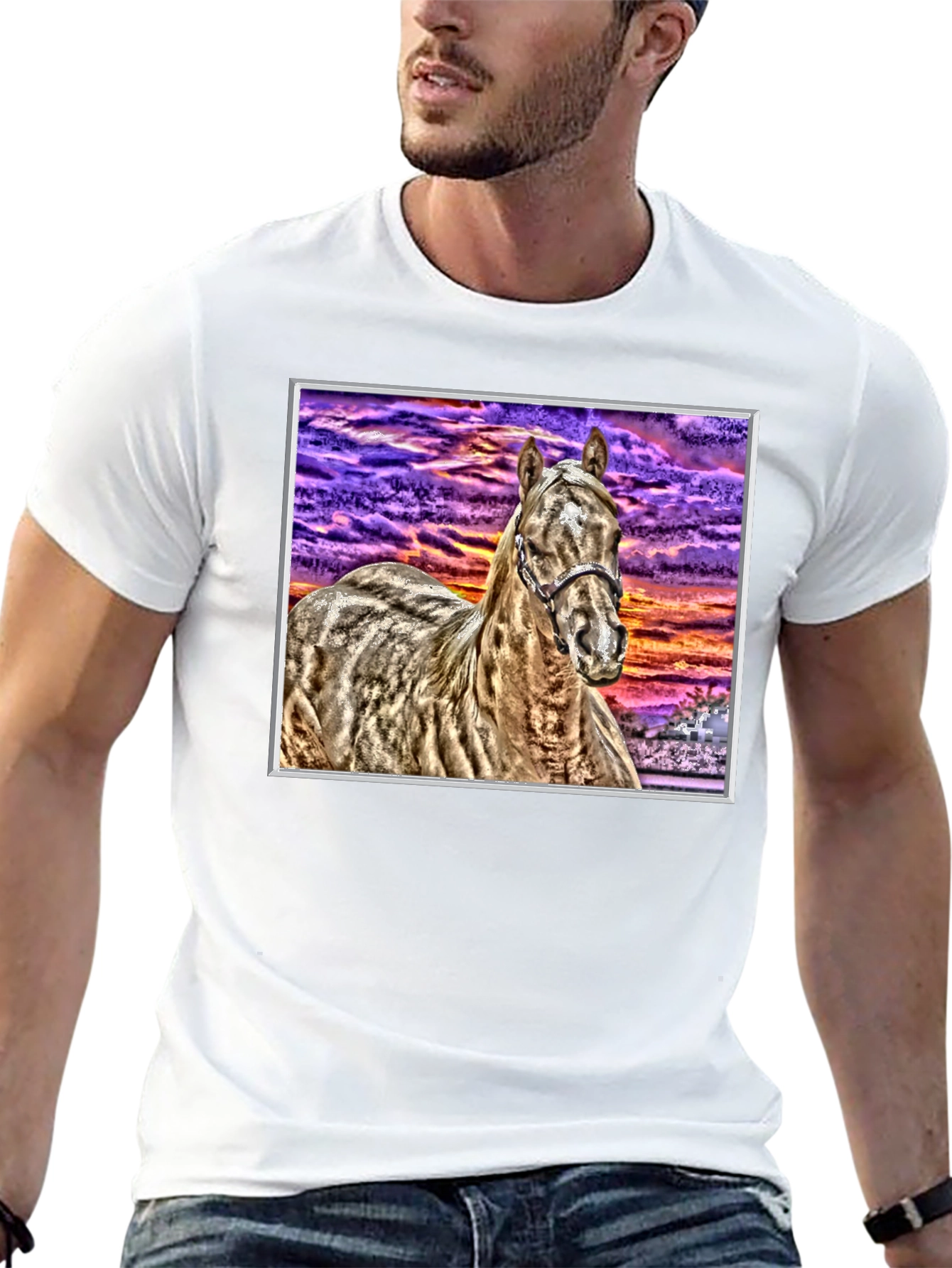 Horse Graphic Tee - Sunset Sky Black T-Shirt