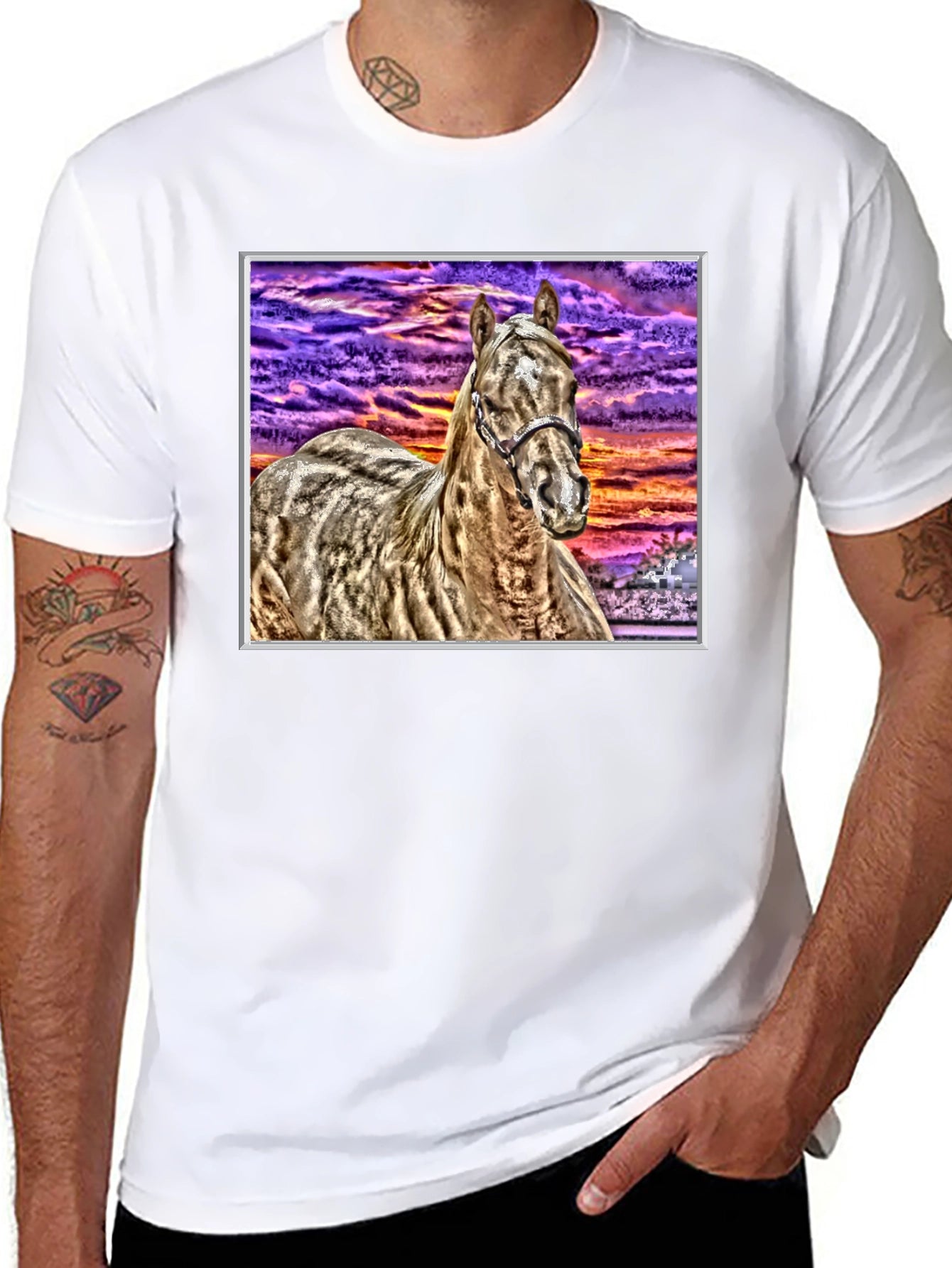 Horse Graphic Tee - Sunset Sky Black T-Shirt
