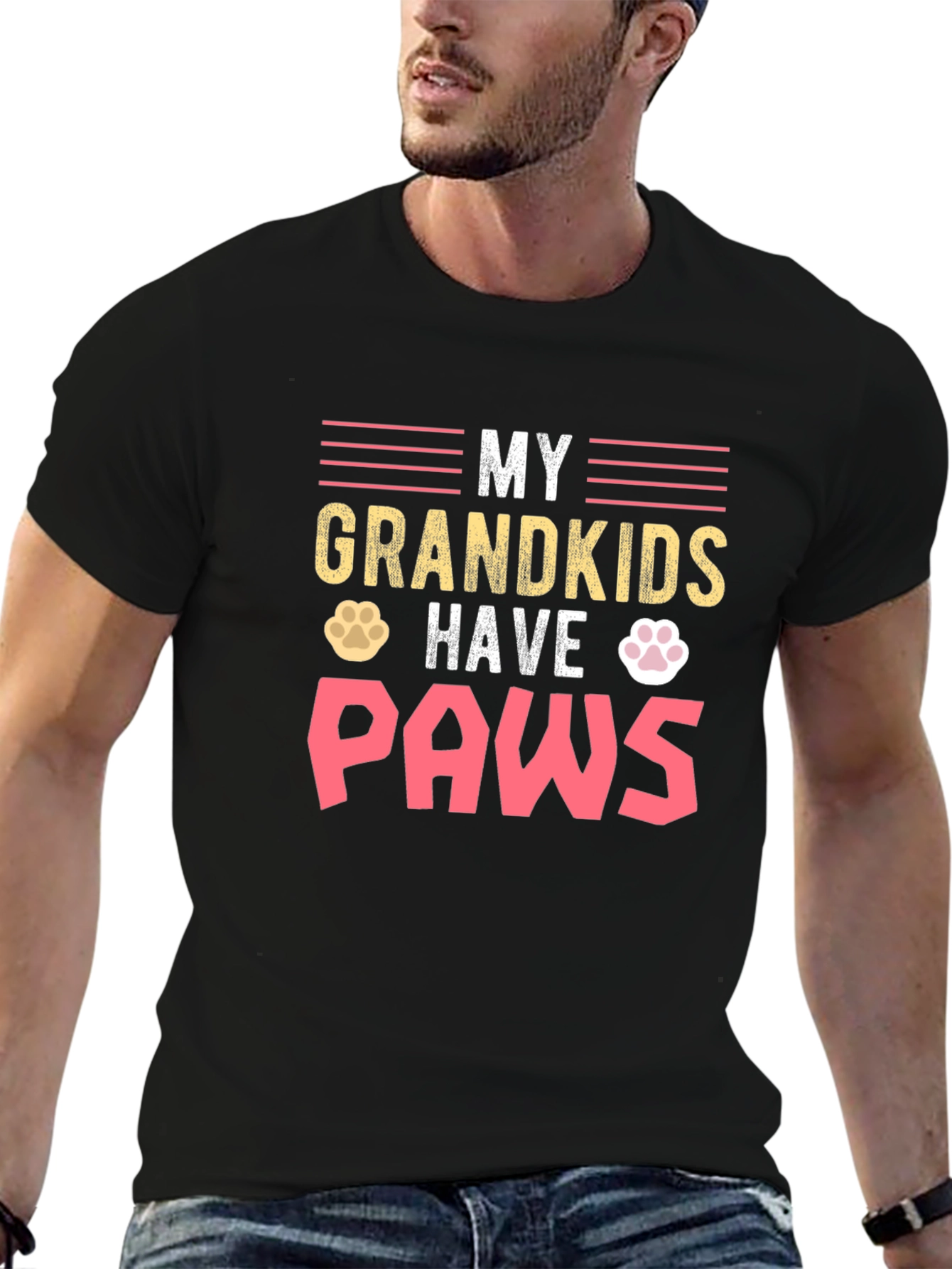My Grandkids Have Paws Black T-Shirt