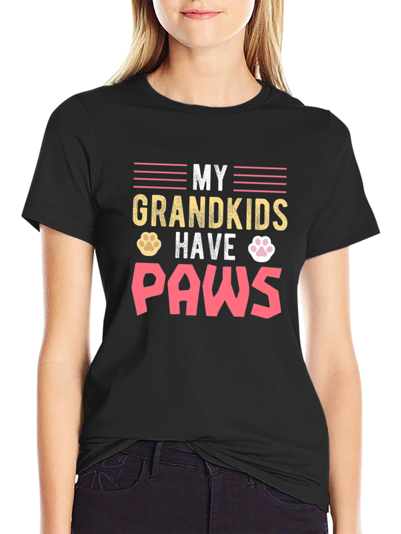 My Grandkids Have Paws Black T-Shirt