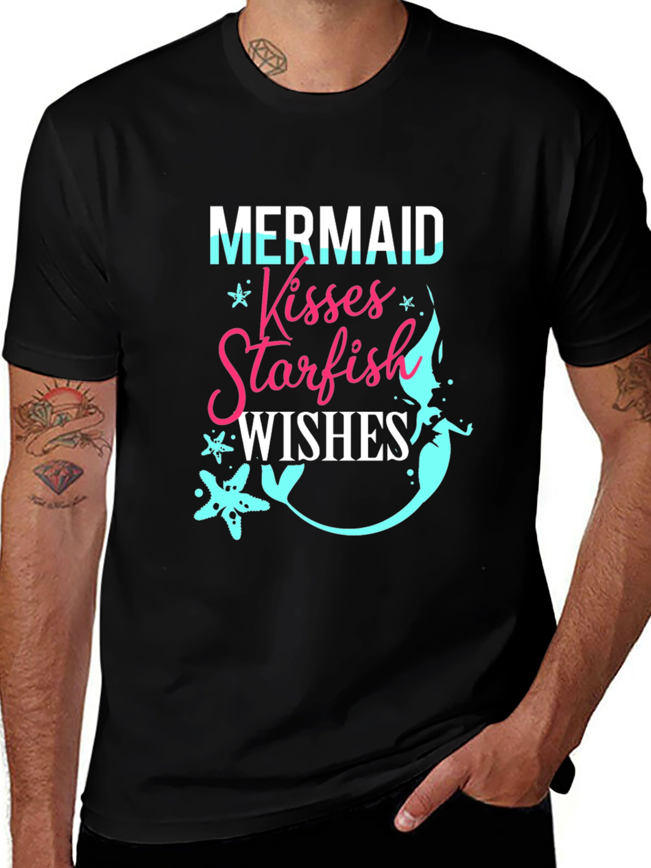 Mermaid Kisses Starfish Wishes Graphic T-Shirt