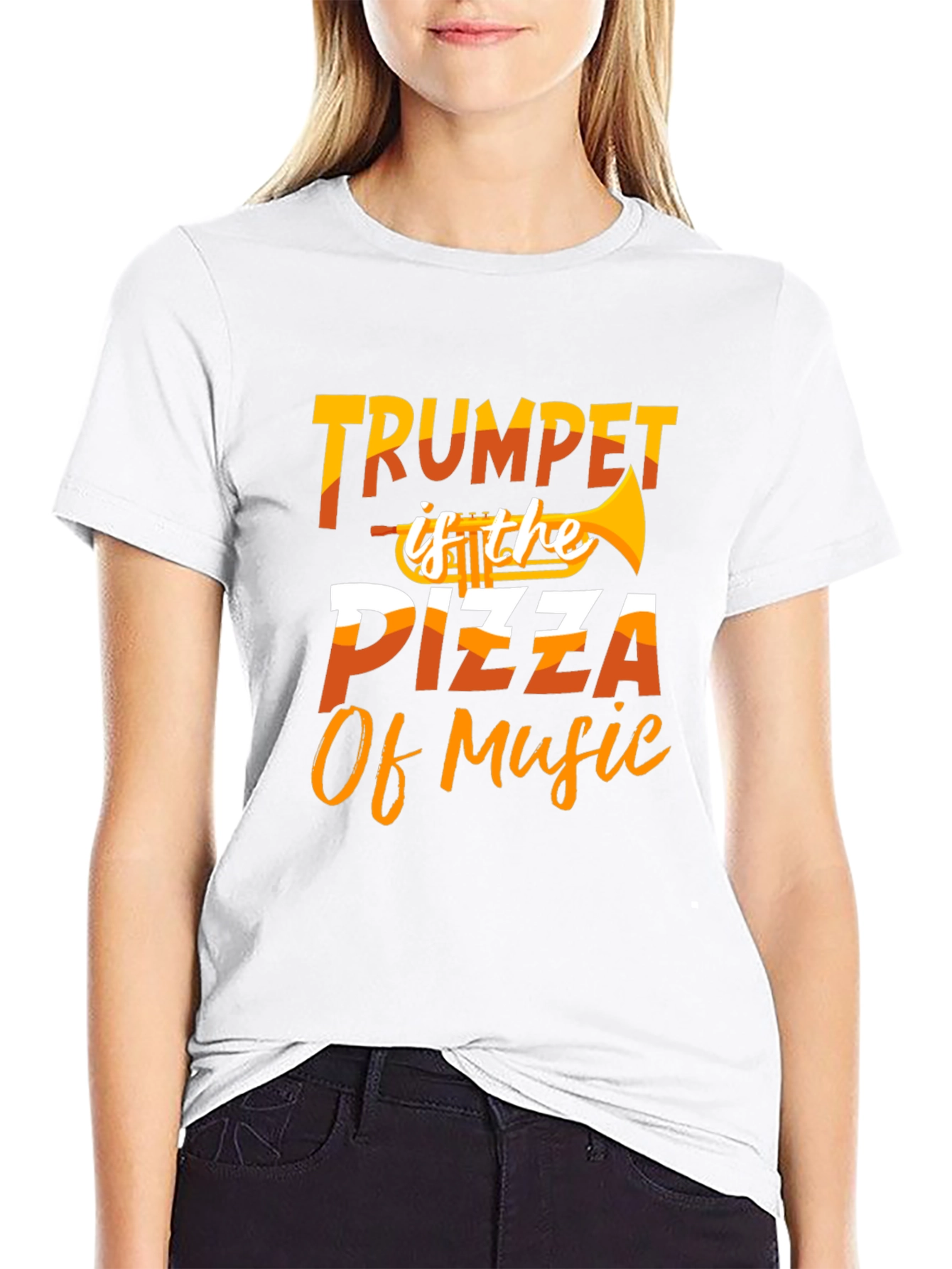 Trumpet Pizza Music T-Shirt - Funny Musician Tee