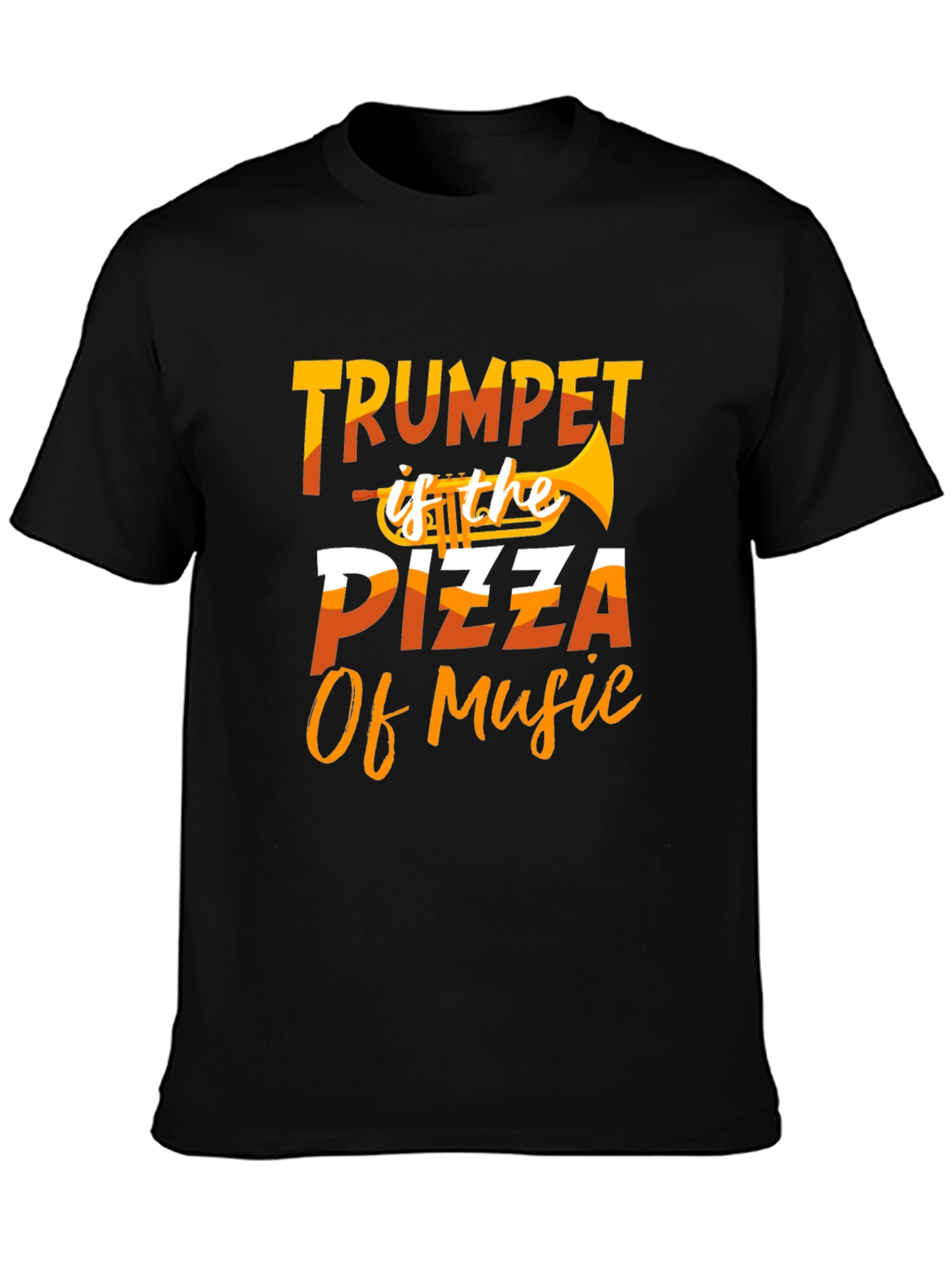 Trumpet Pizza Music T-Shirt - Funny Musician Tee