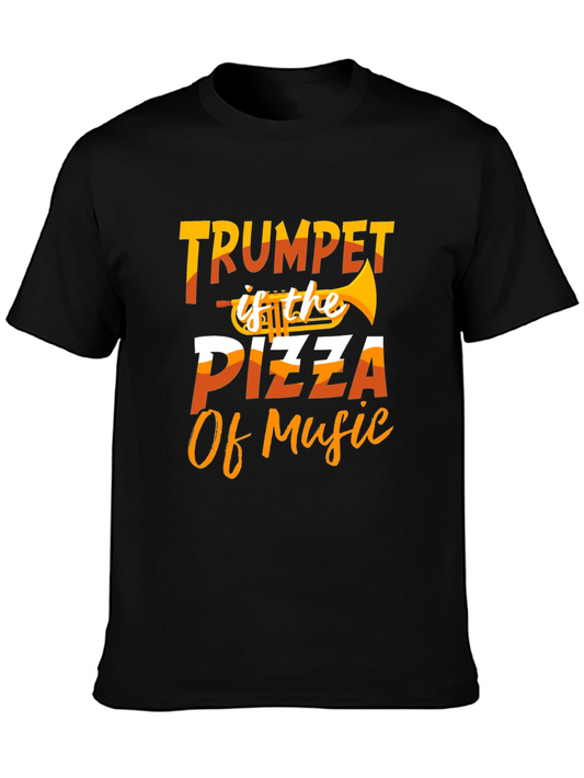 Trumpet Pizza Music T-Shirt - Funny Musician Tee