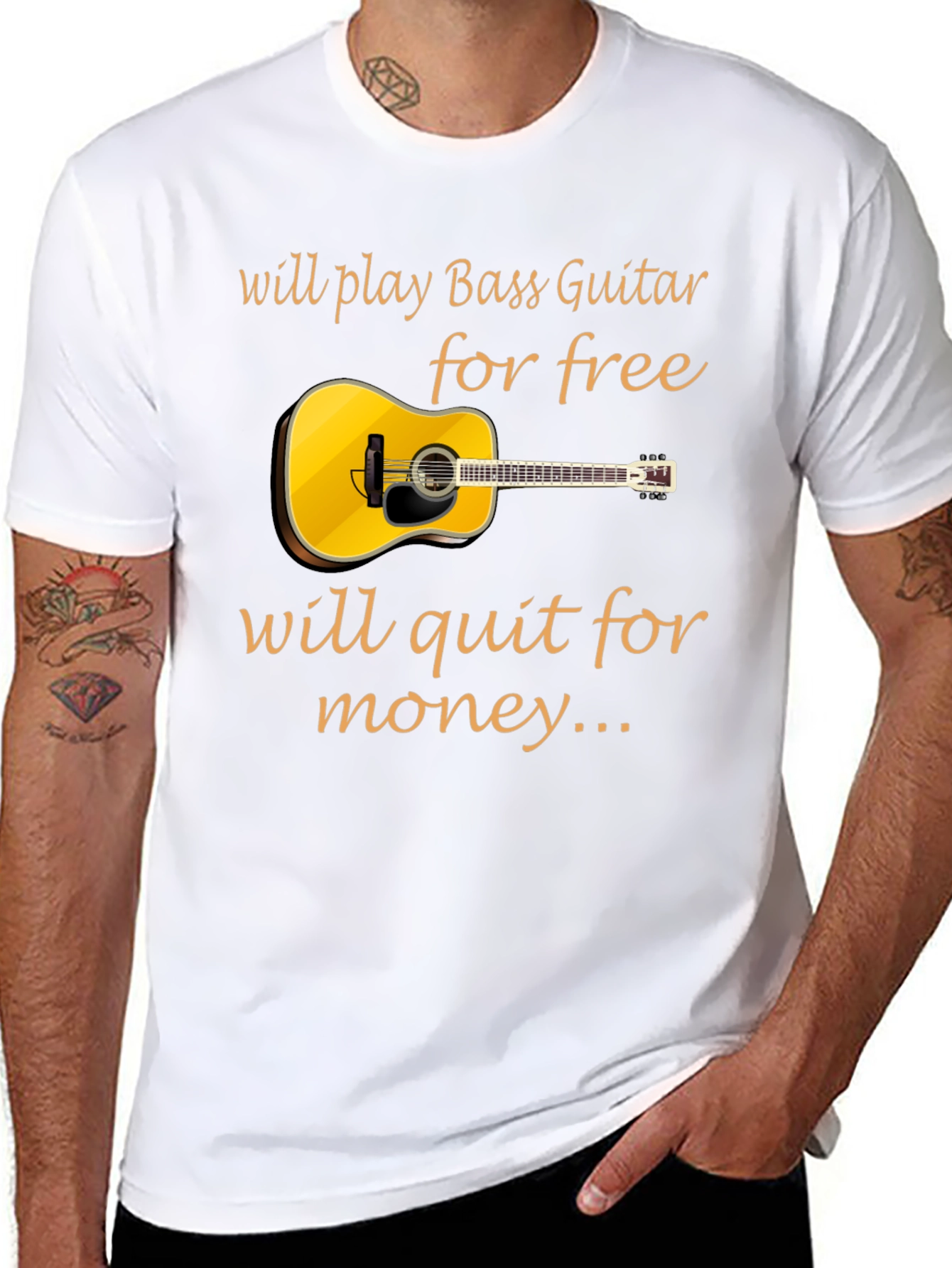 Bass Guitar Player T-Shirt: Will Play for Free
