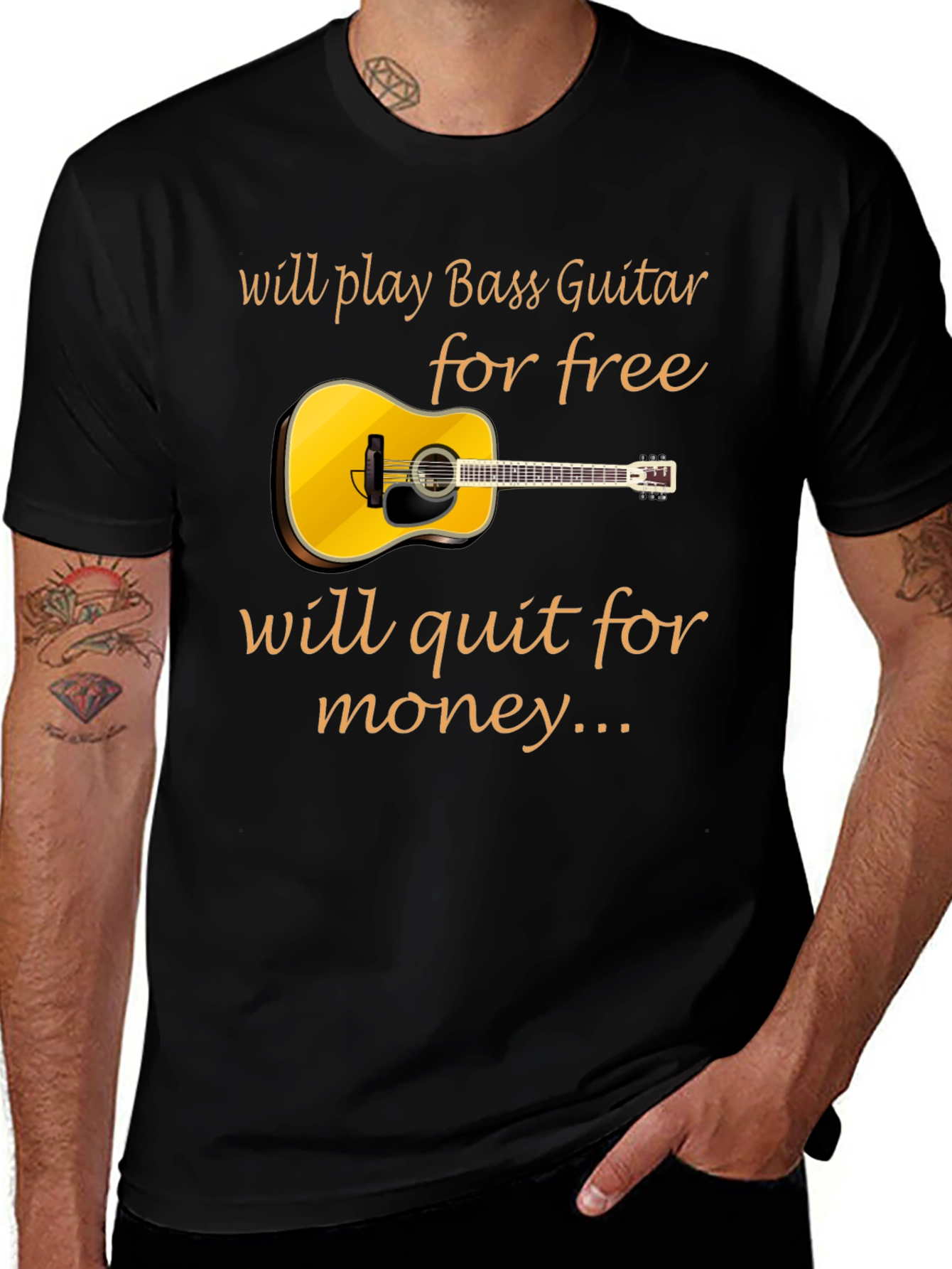 Bass Guitar Player T-Shirt: Will Play for Free