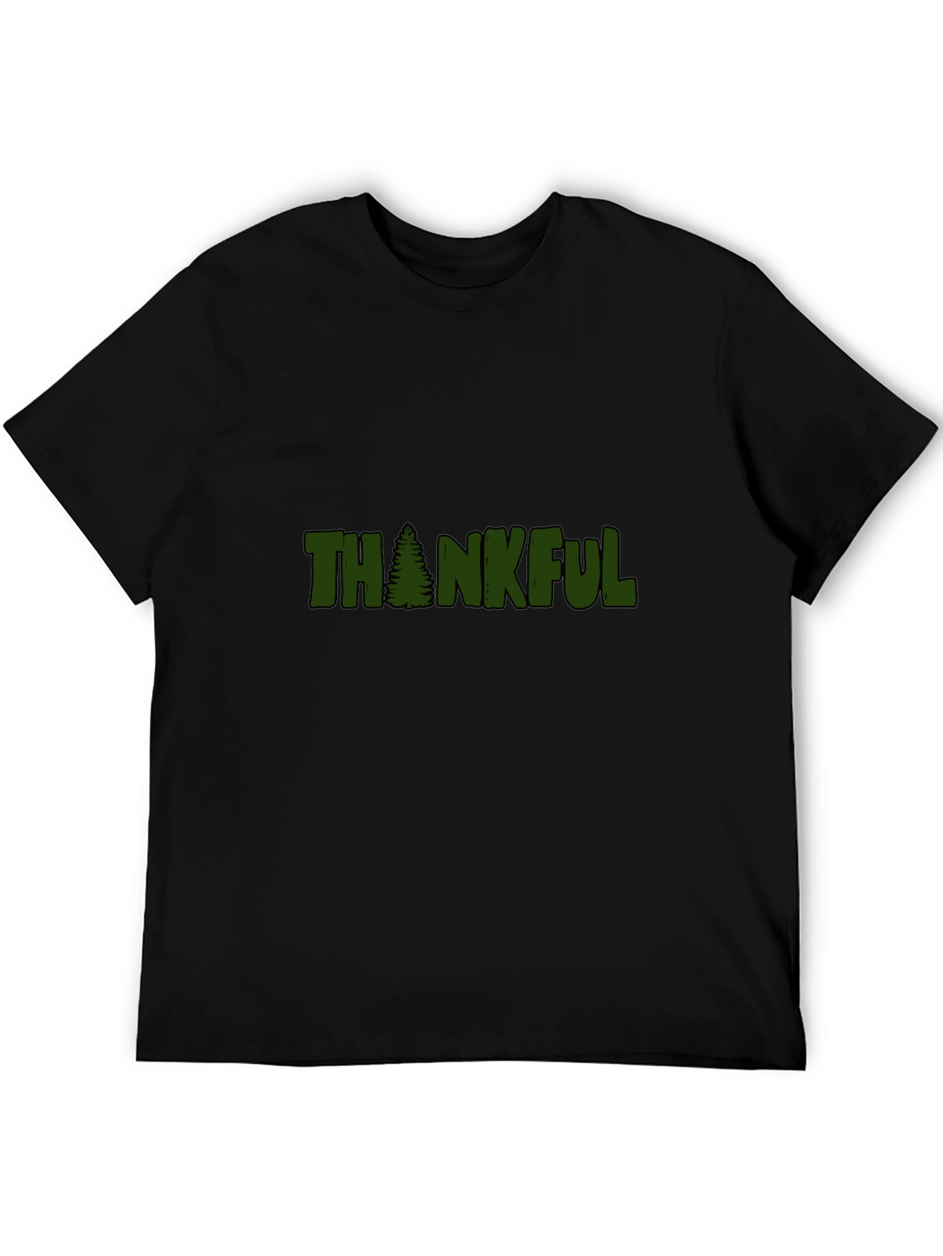 Thankful Tree Graphic Tee - Black Cotton T-Shirt