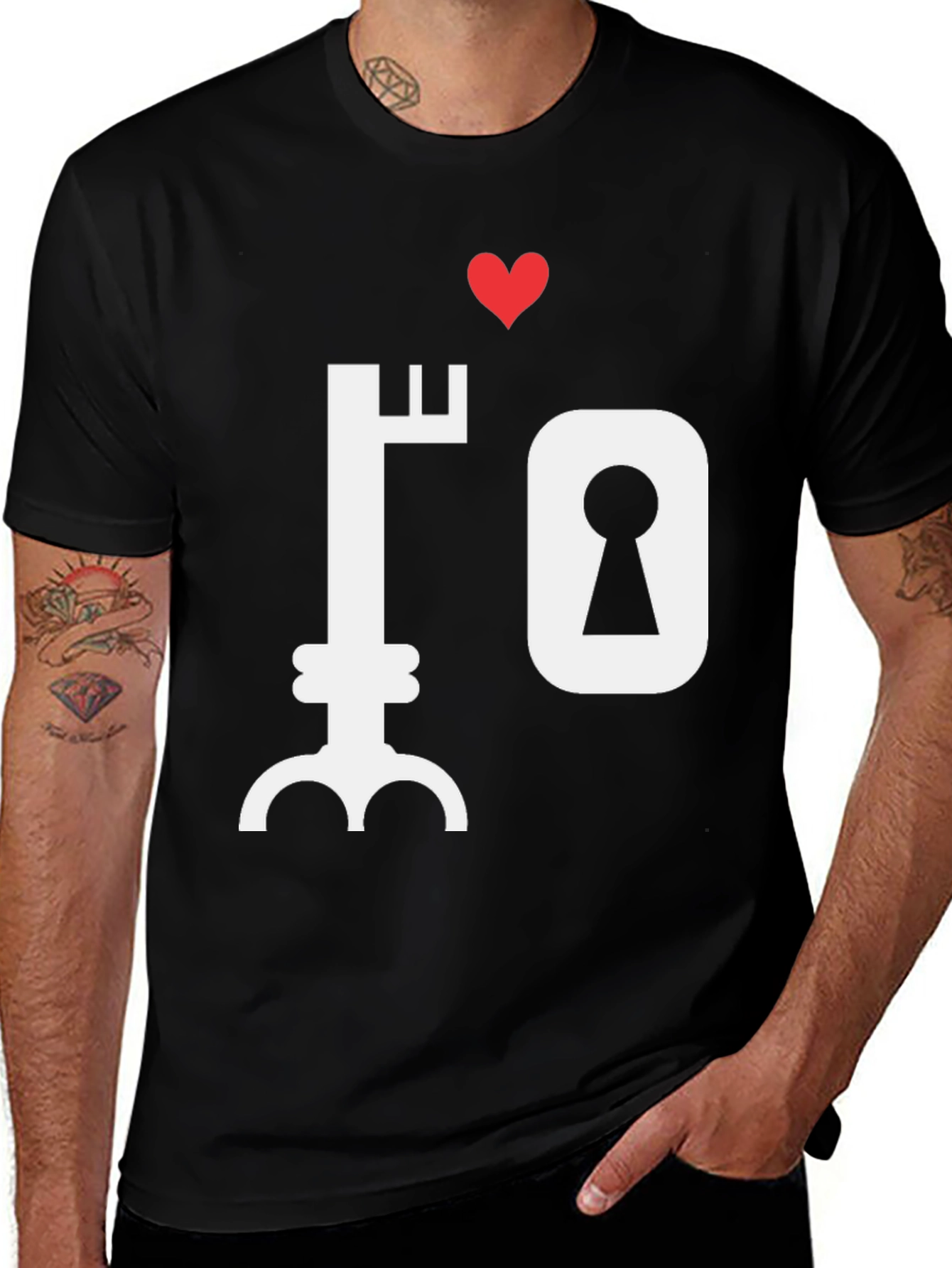 Key to My Heart Graphic T-Shirt - Black