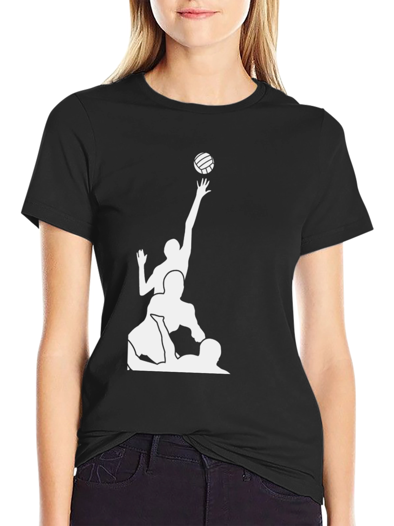 Volleyball Team Graphic T-Shirt - Black Cotton Tee