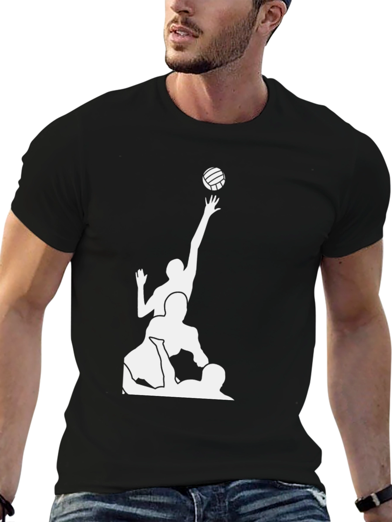 Volleyball Team Graphic T-Shirt - Black Cotton Tee