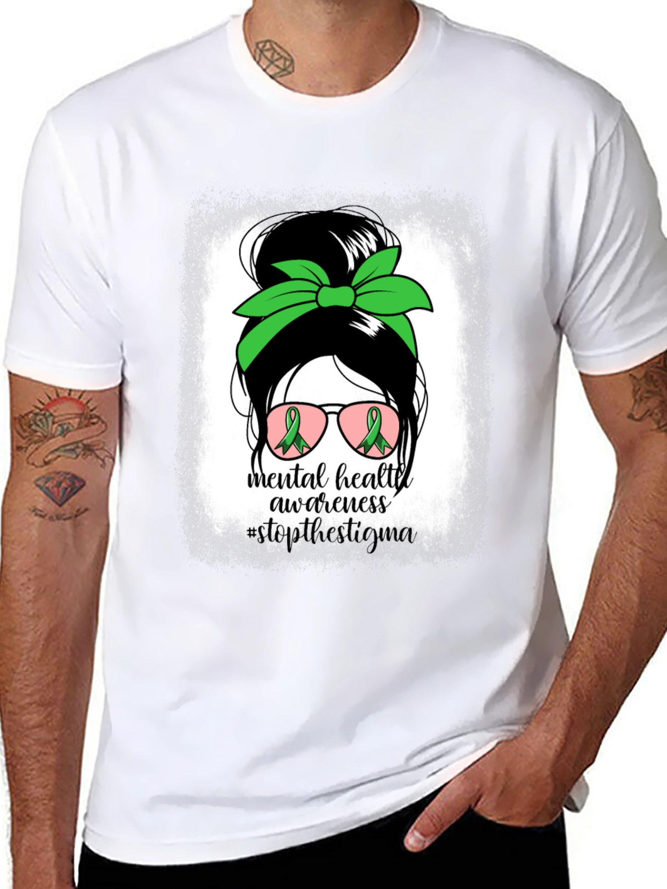 Mental Health Awareness Messy Bun T-Shirt