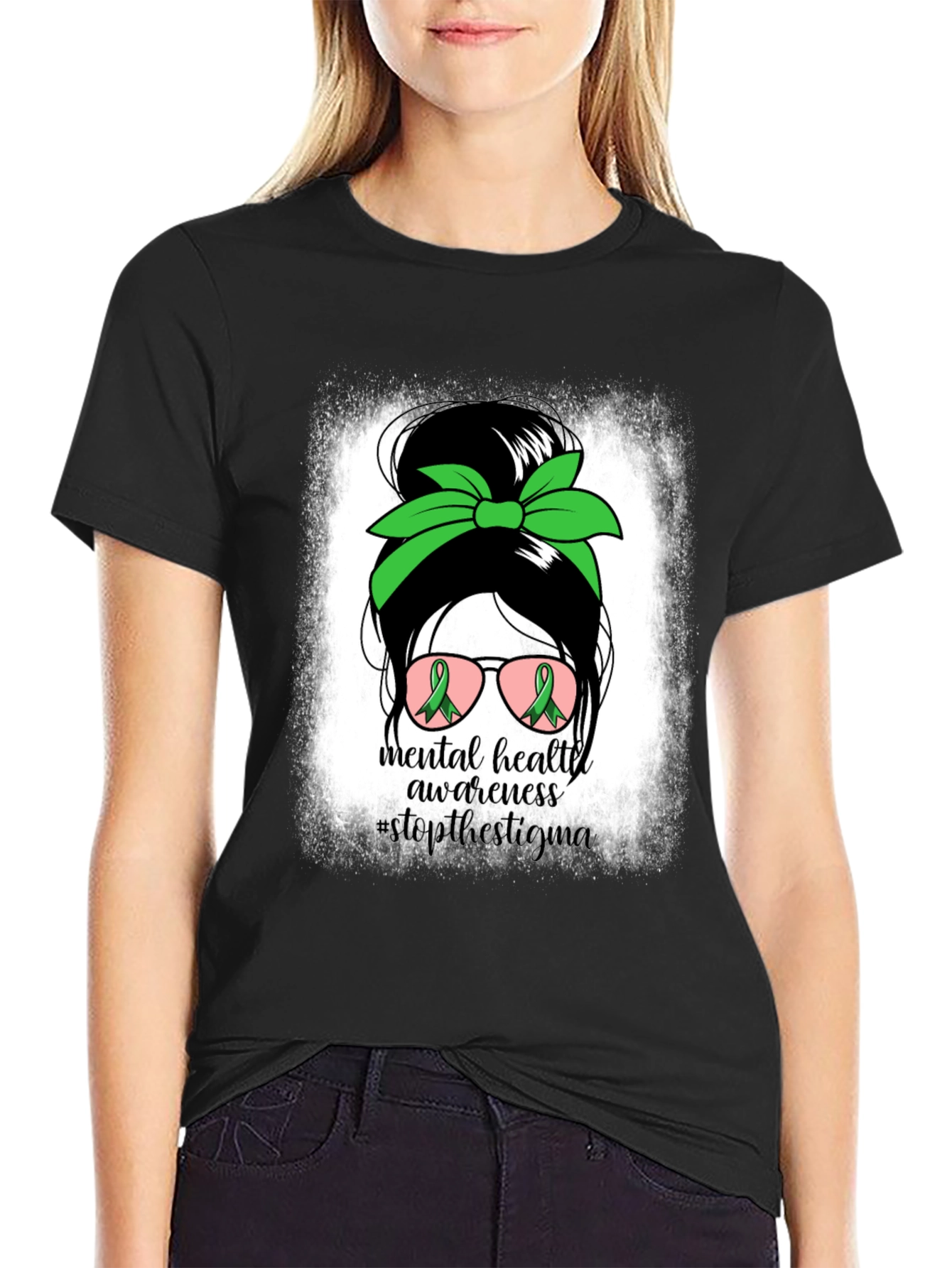 Mental Health Awareness Messy Bun T-Shirt
