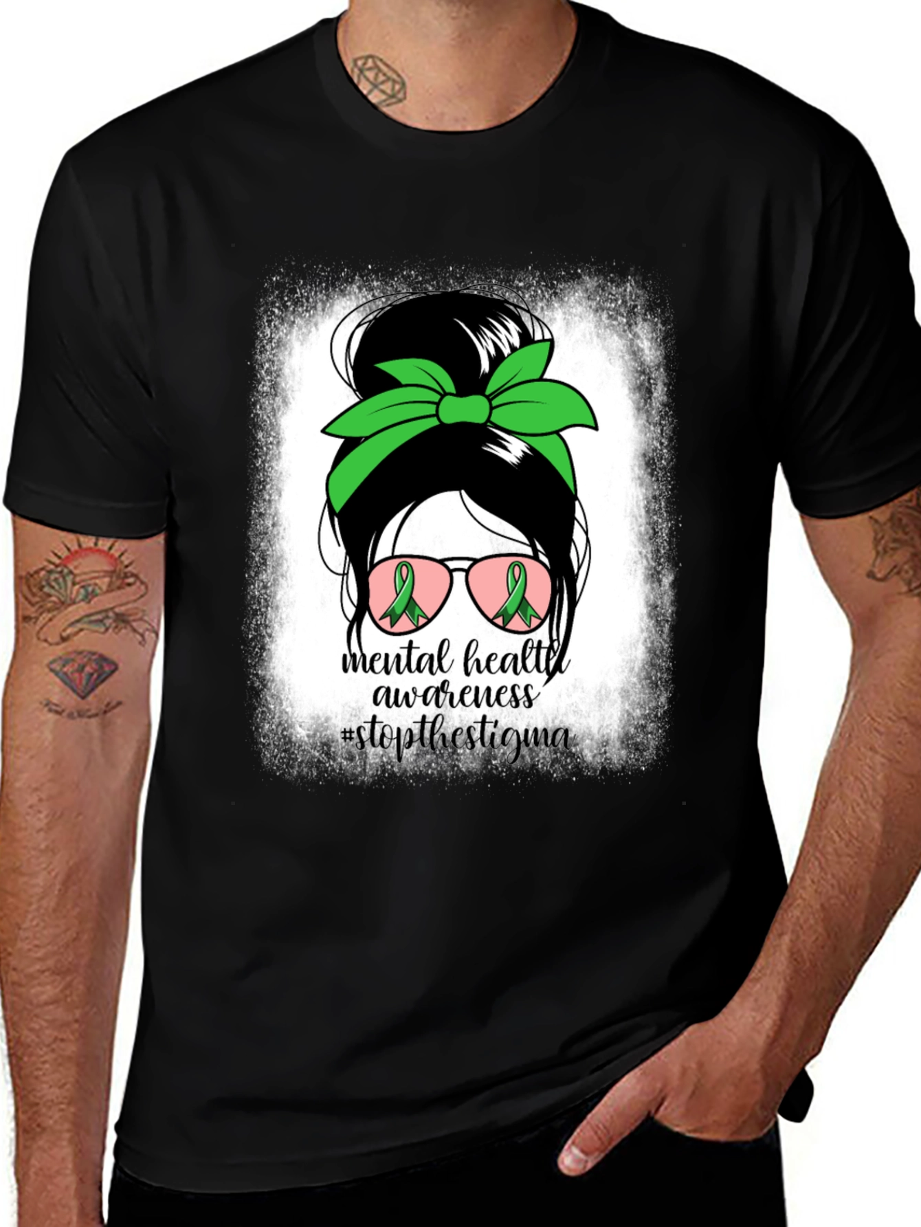 Mental Health Awareness Messy Bun T-Shirt