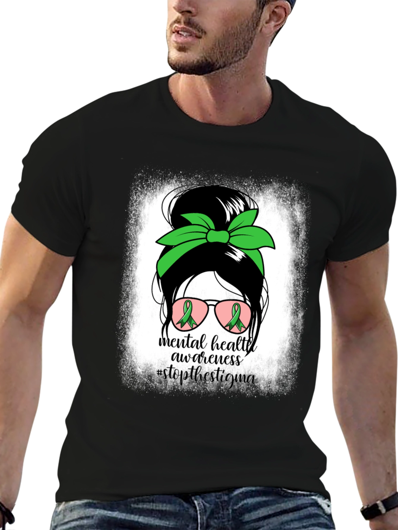 Mental Health Awareness Messy Bun T-Shirt