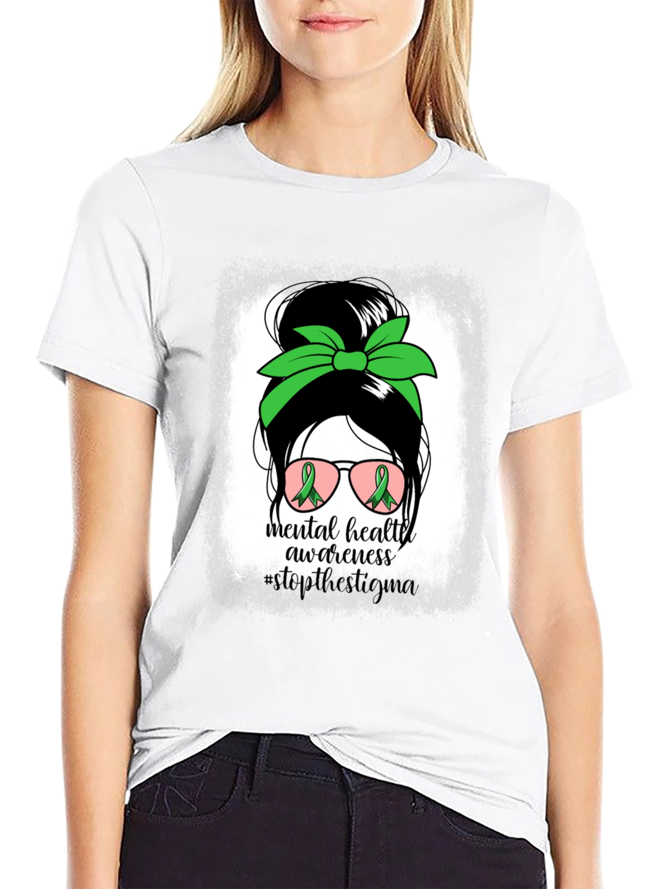 Mental Health Awareness Messy Bun T-Shirt