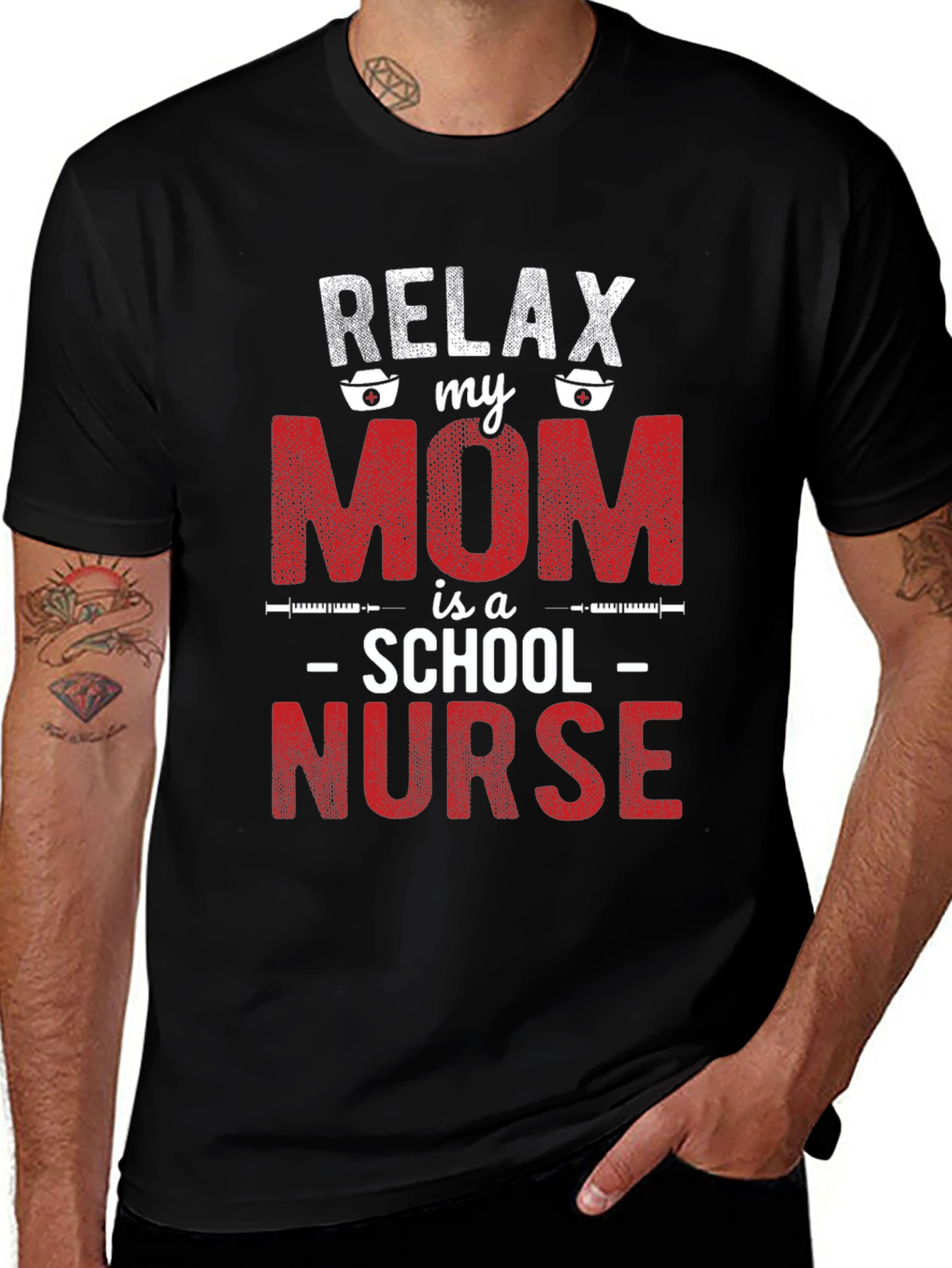 Relax My Mom is a School Nurse Graphic Tee