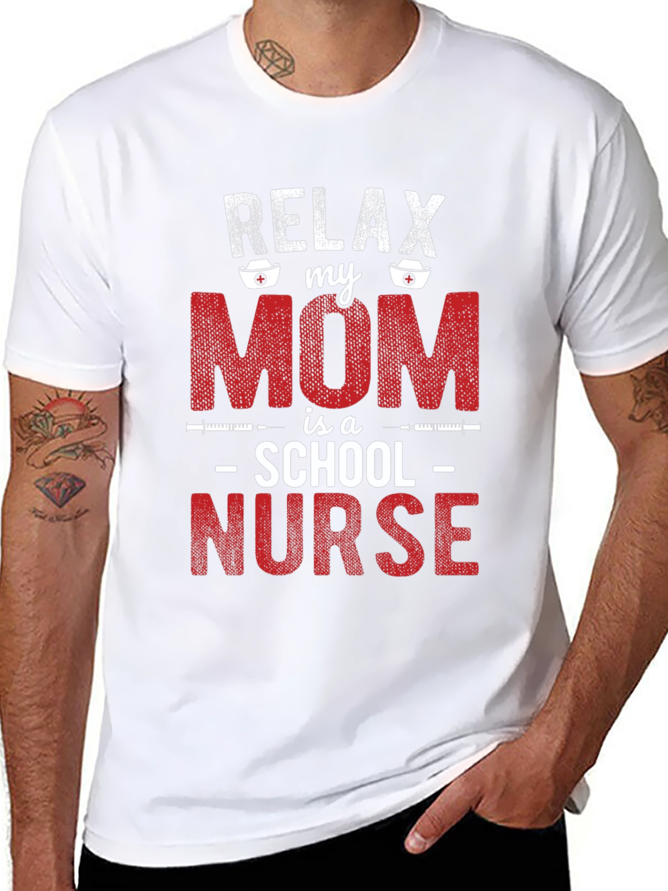 Relax My Mom is a School Nurse Graphic Tee