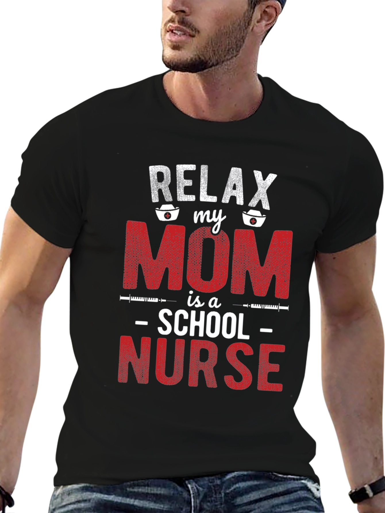 Relax My Mom is a School Nurse Graphic Tee