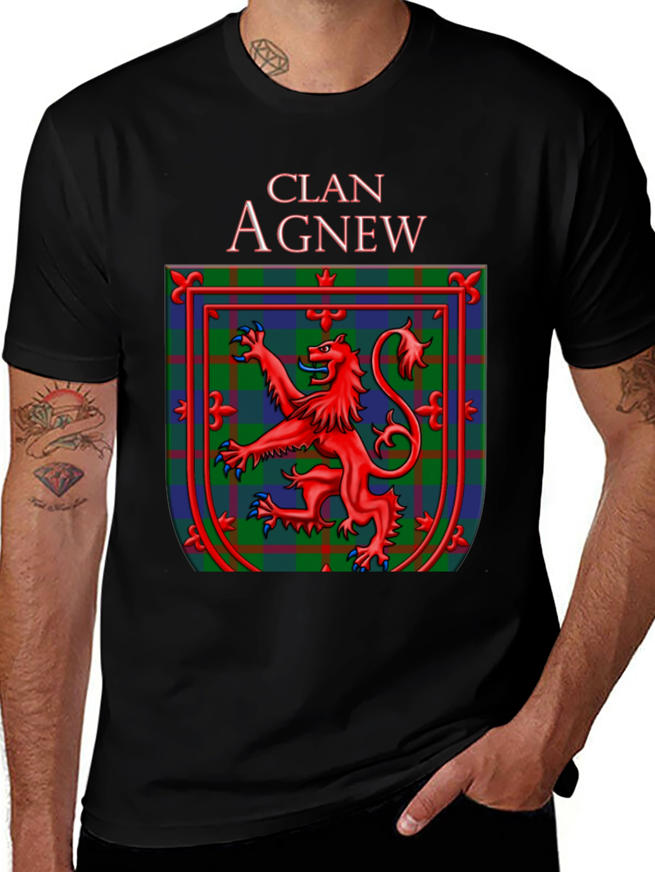 Clan Agnew Scottish Lion Crest Black T-Shirt