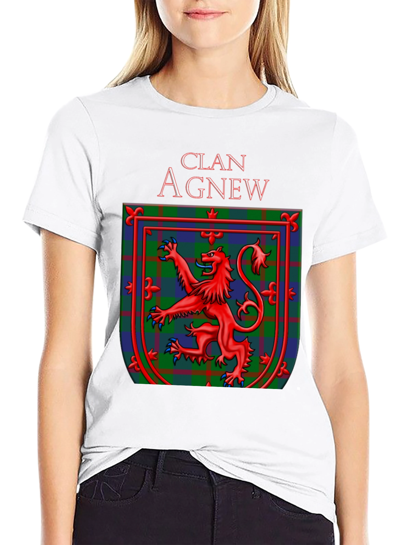 Clan Agnew Scottish Lion Crest Black T-Shirt