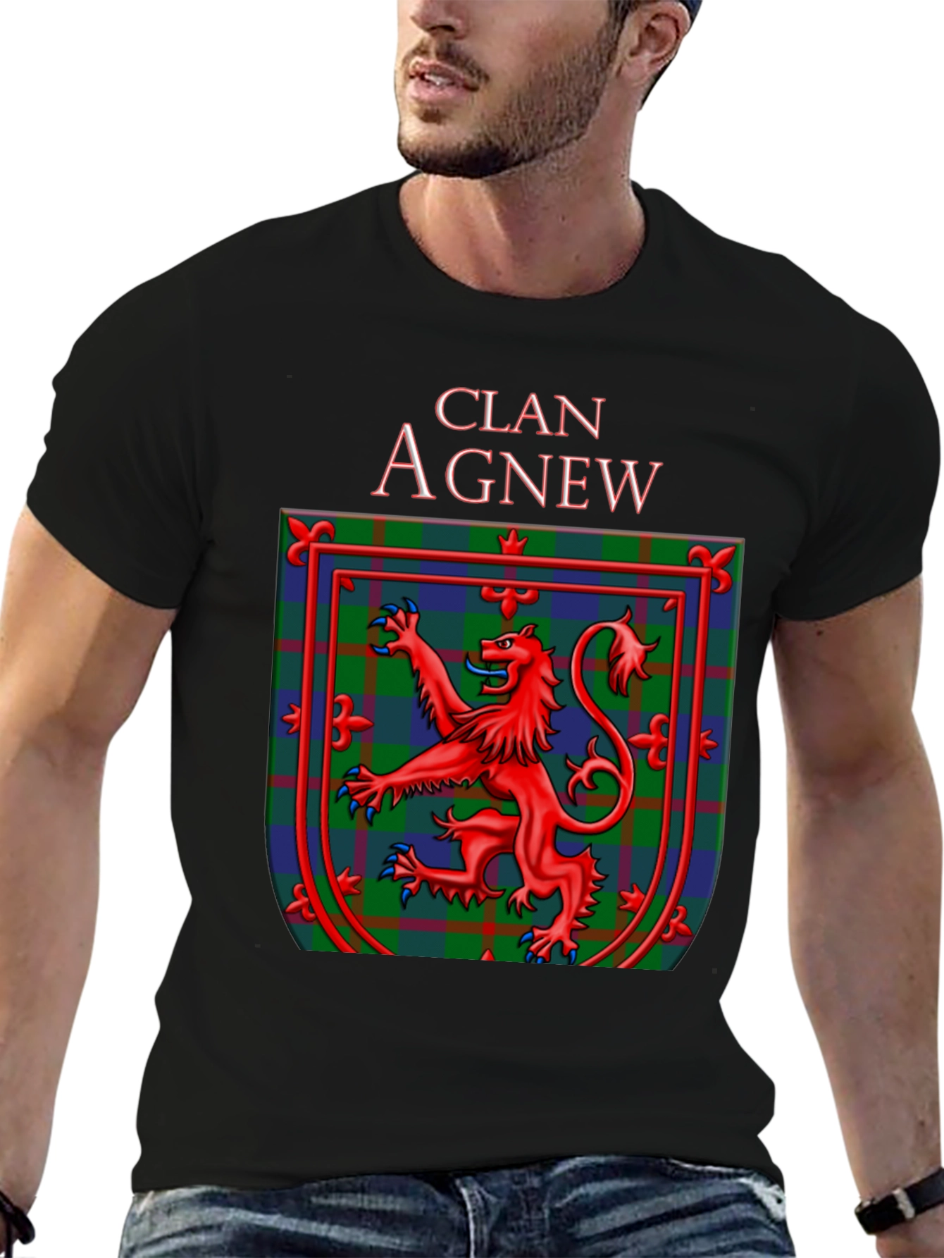 Clan Agnew Scottish Lion Crest Black T-Shirt