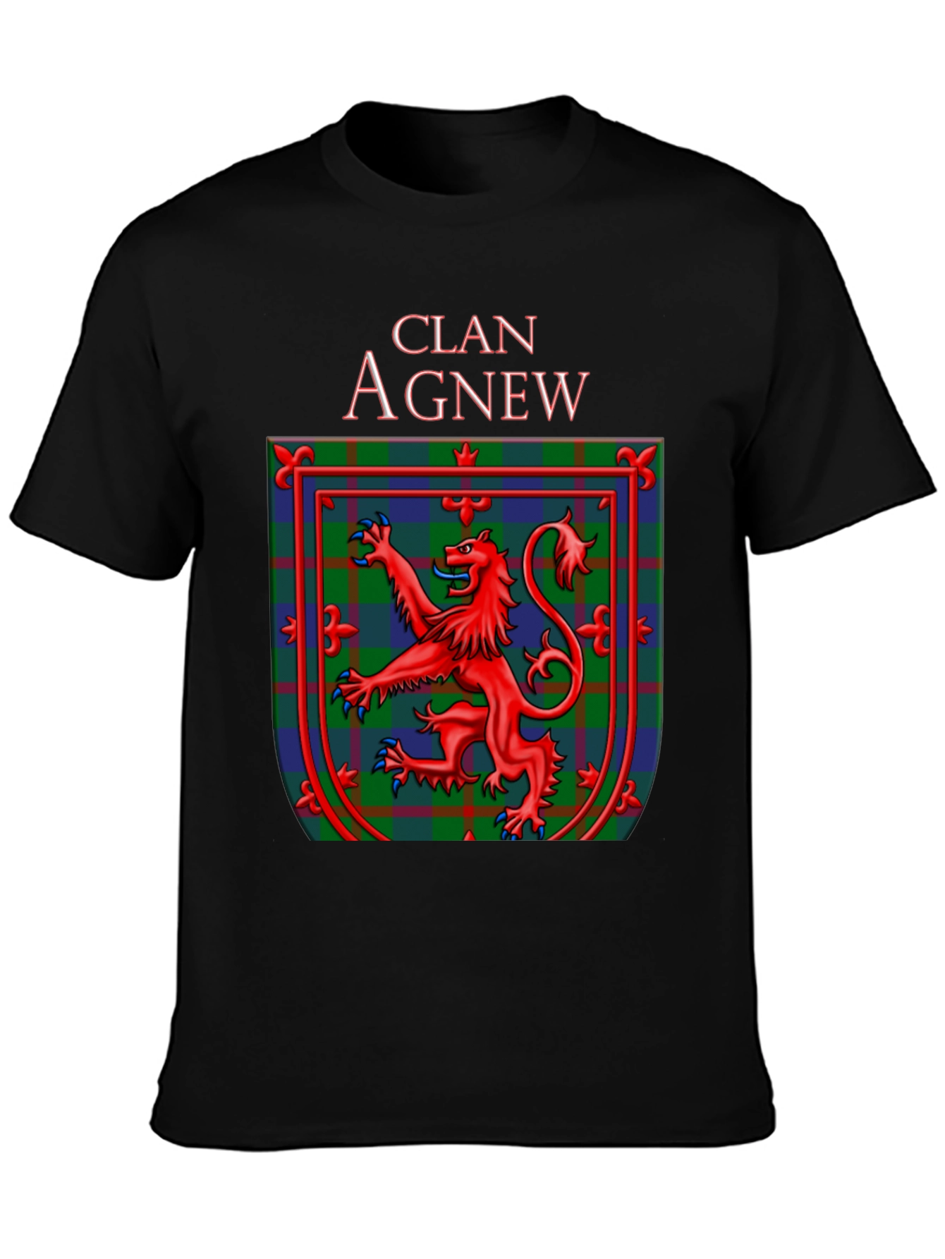 Clan Agnew Scottish Lion Crest Black T-Shirt