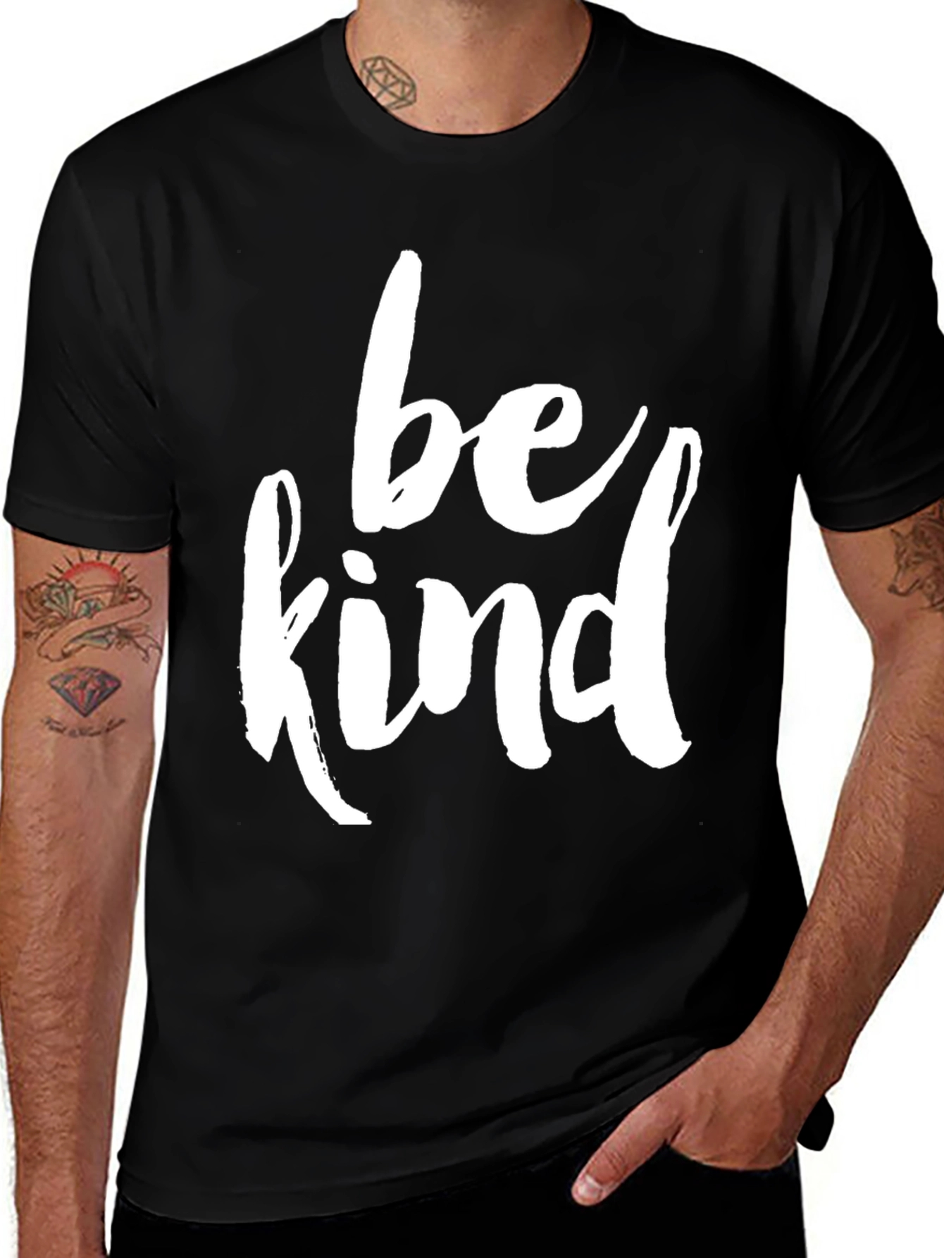 Be Kind Graphic Tee - Black Cotton Casual T-Shirt