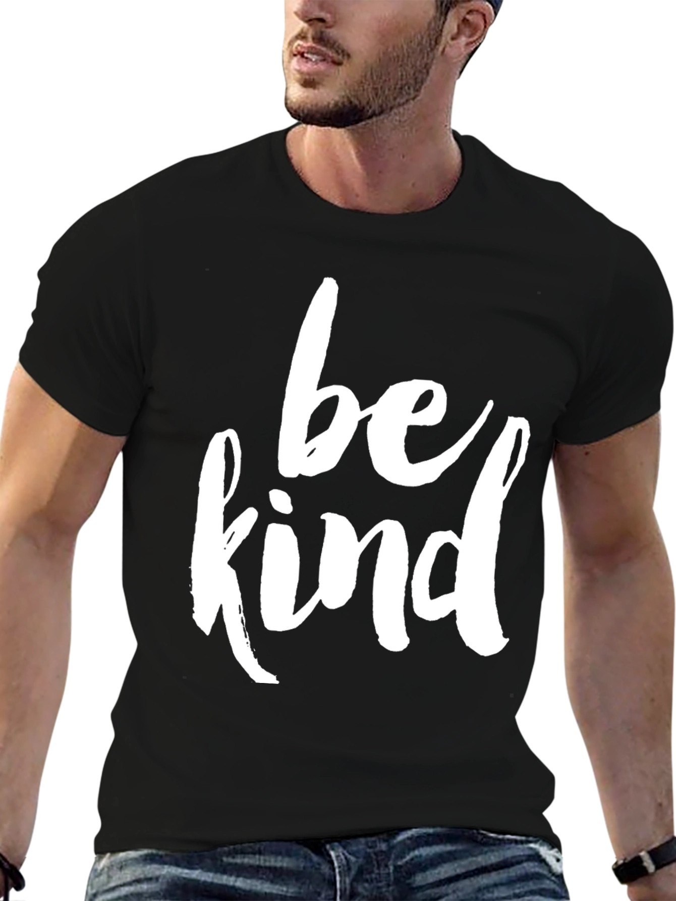 Be Kind Graphic Tee - Black Cotton Casual T-Shirt