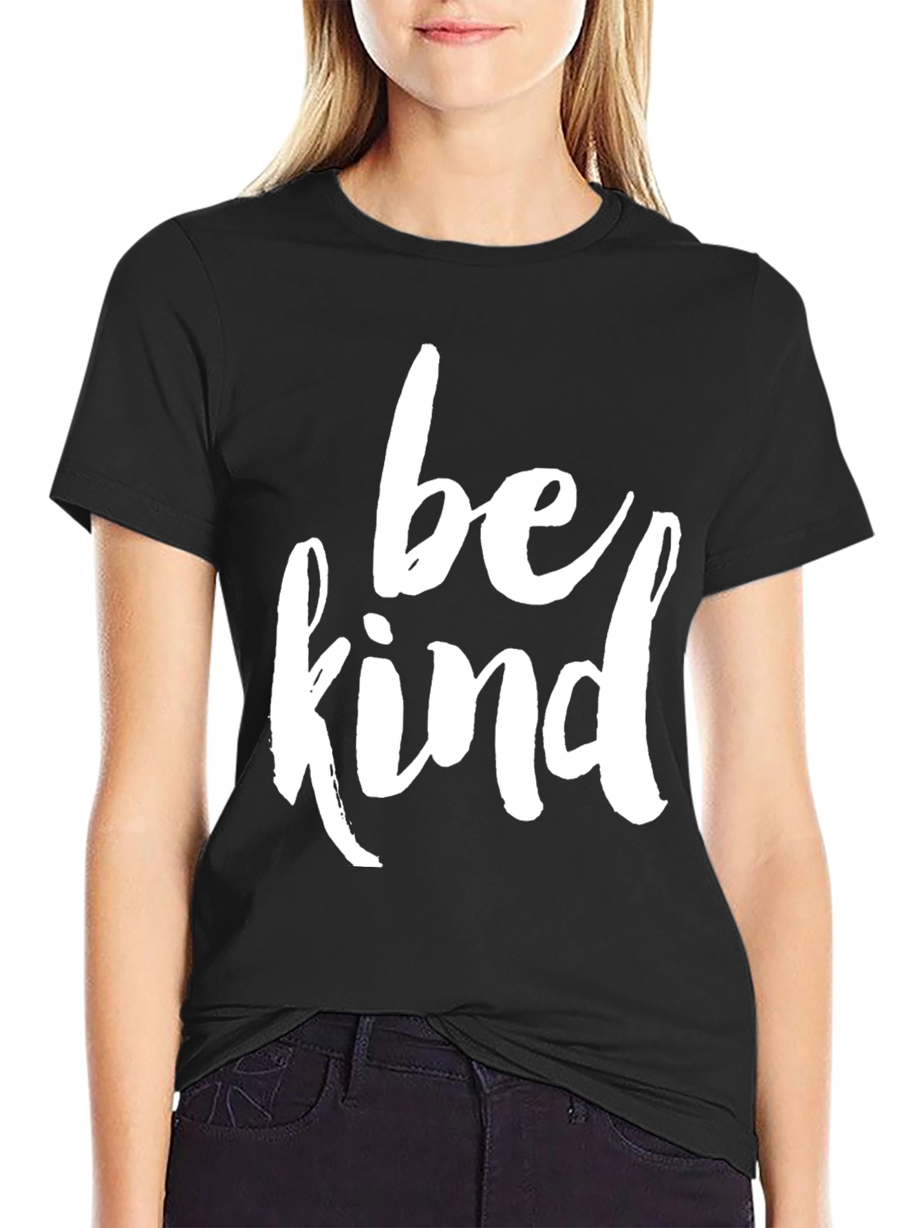 Be Kind Graphic Tee - Black Cotton Casual T-Shirt