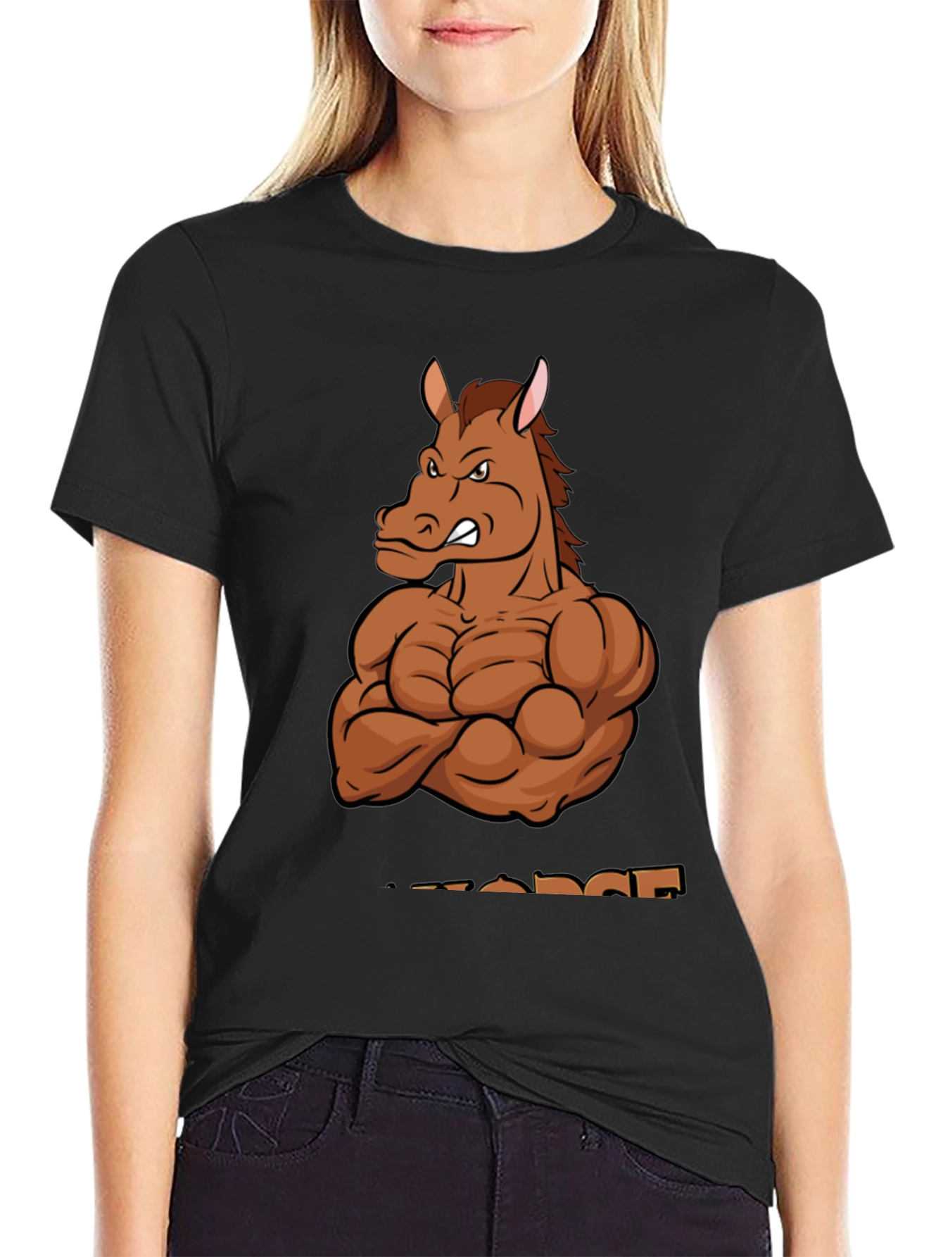 Muscle Horse T-Shirt - Black Cotton Graphic Tee