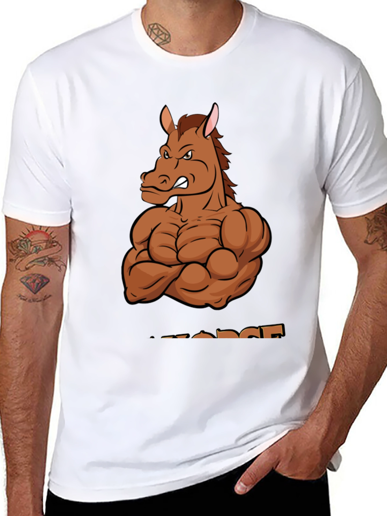 Muscle Horse T-Shirt - Black Cotton Graphic Tee