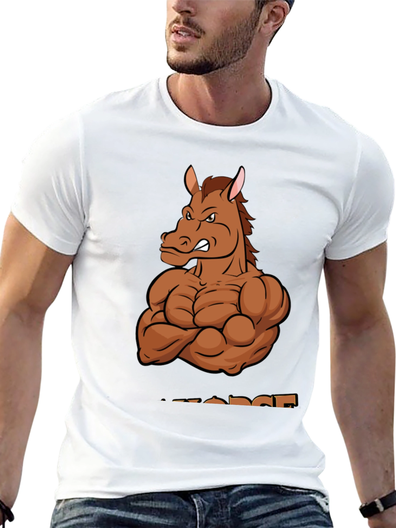 Muscle Horse T-Shirt - Black Cotton Graphic Tee