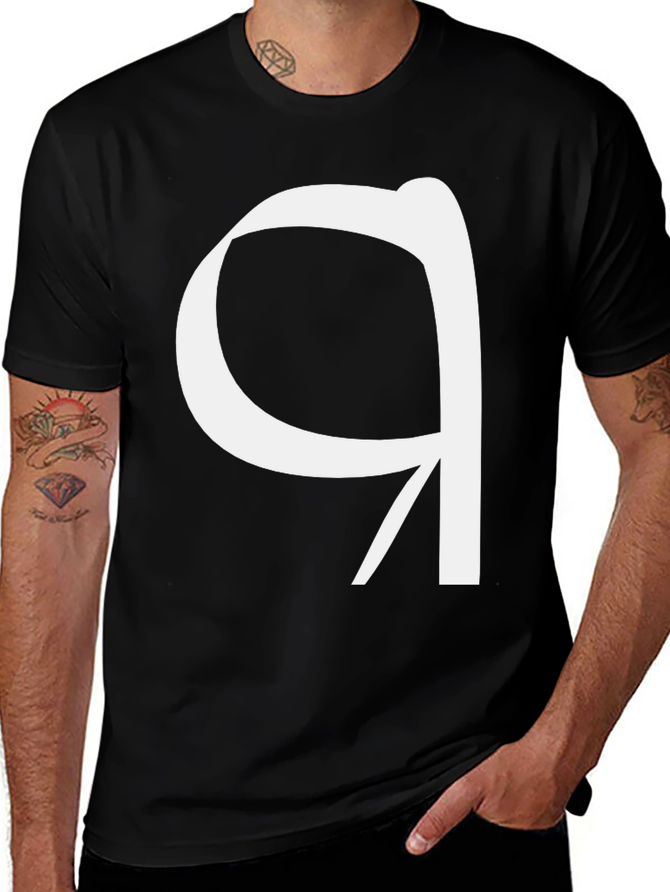 White Cyrillic Ya on Black T-Shirt