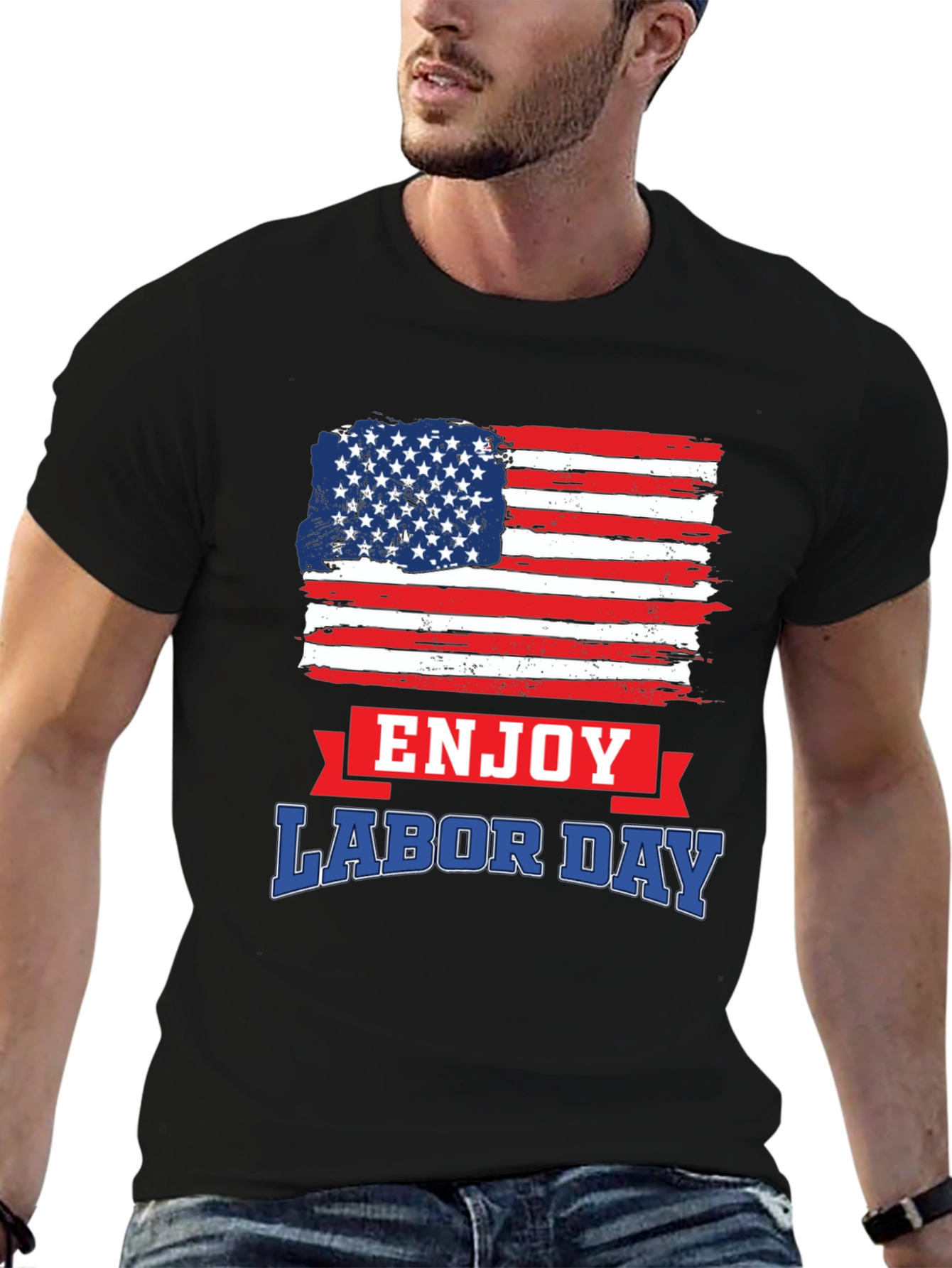 Labor Day American Flag Graphic T-Shirt