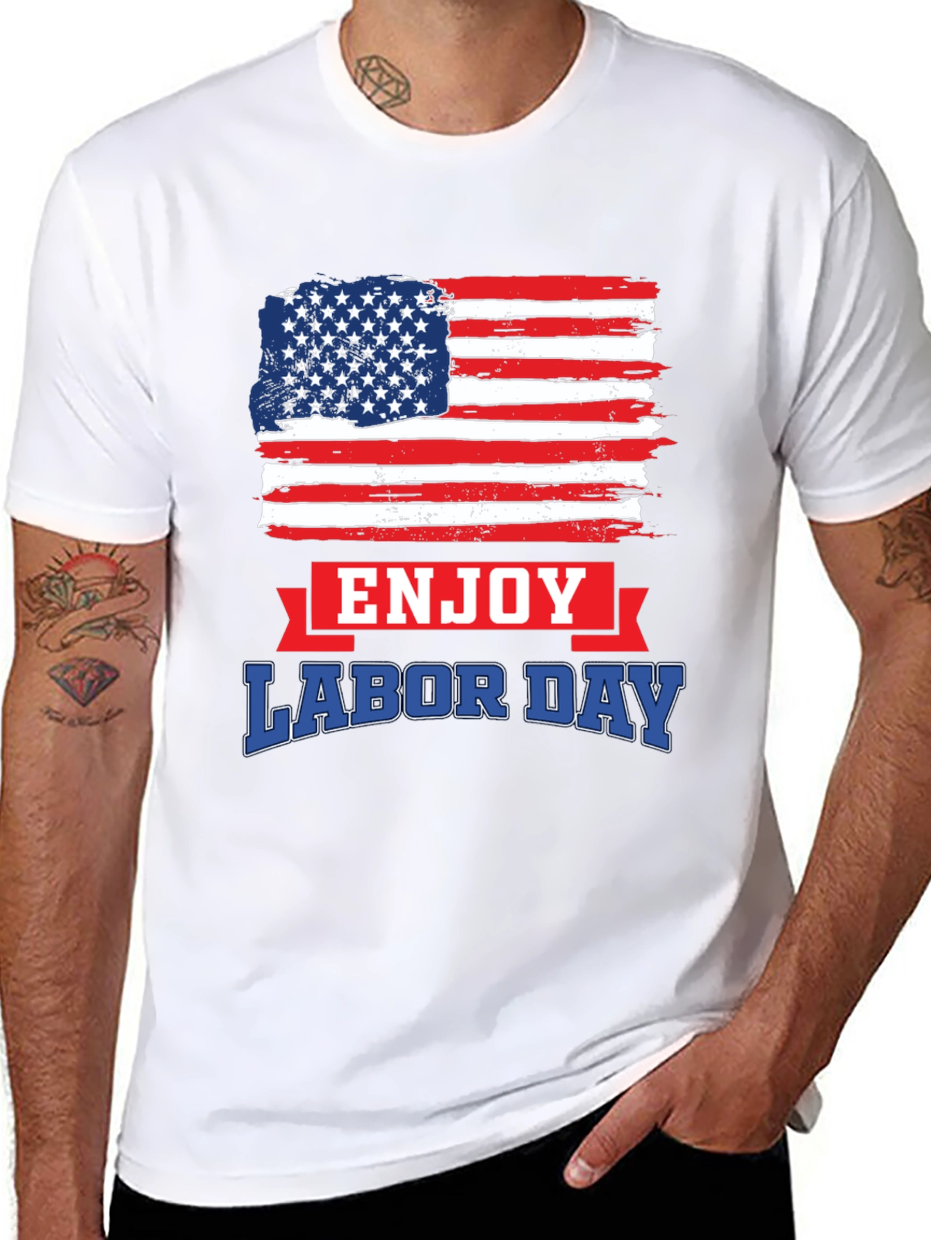 Labor Day American Flag Graphic T-Shirt
