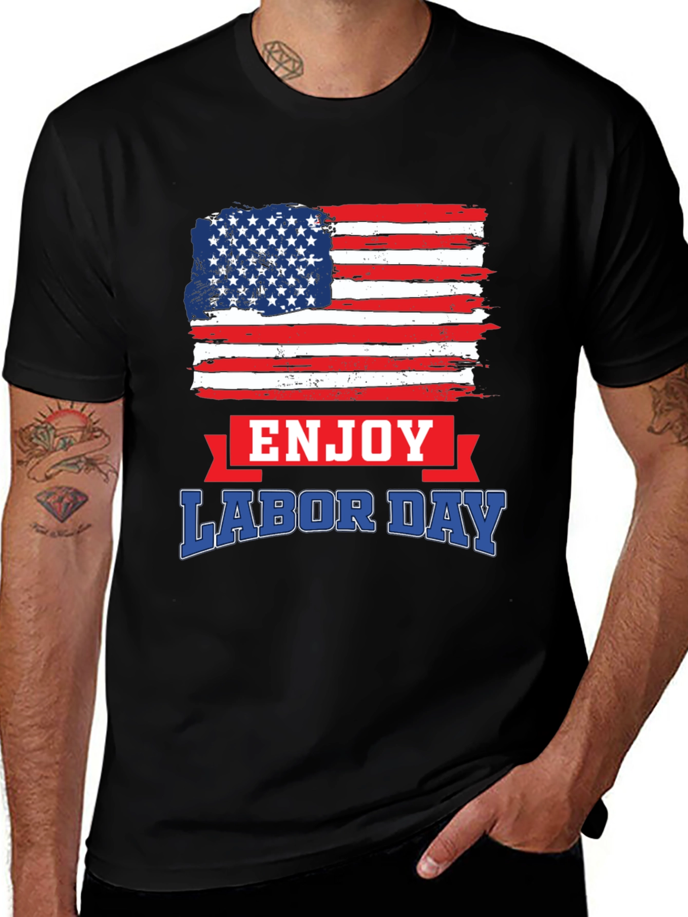 Labor Day American Flag Graphic T-Shirt