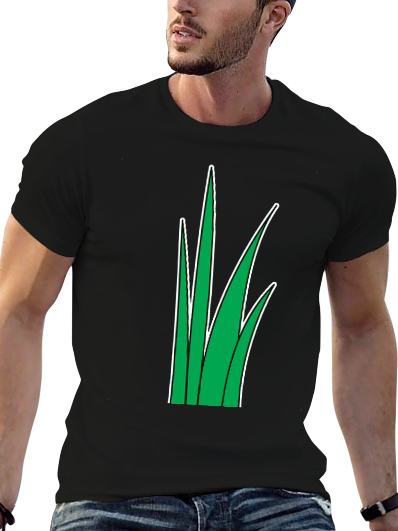 Grass Graphic Tee - Black Cotton T-Shirt