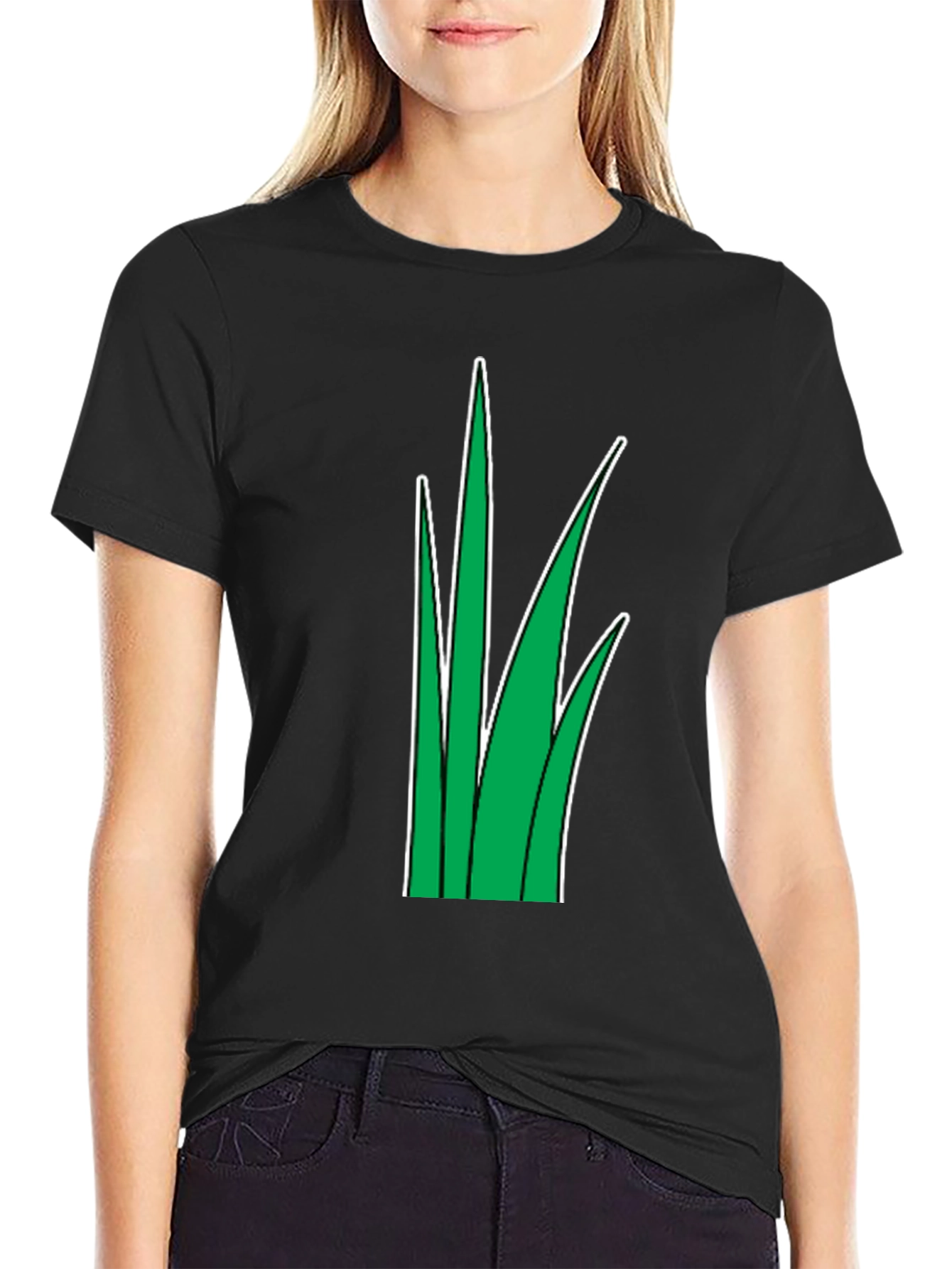 Grass Graphic Tee - Black Cotton T-Shirt