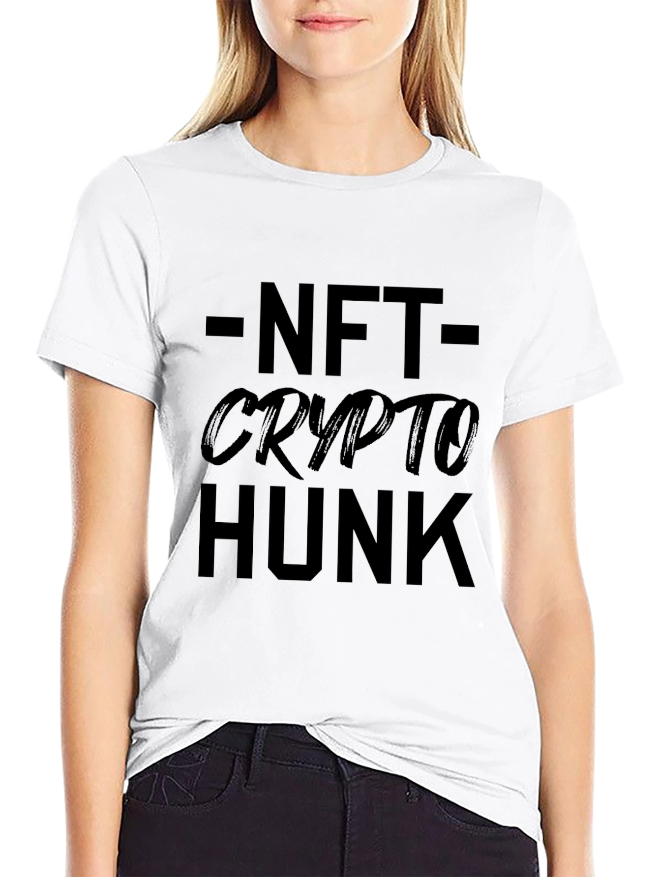 NFT Crypto Hunk Graphic Tee - Black Cotton T-Shirt