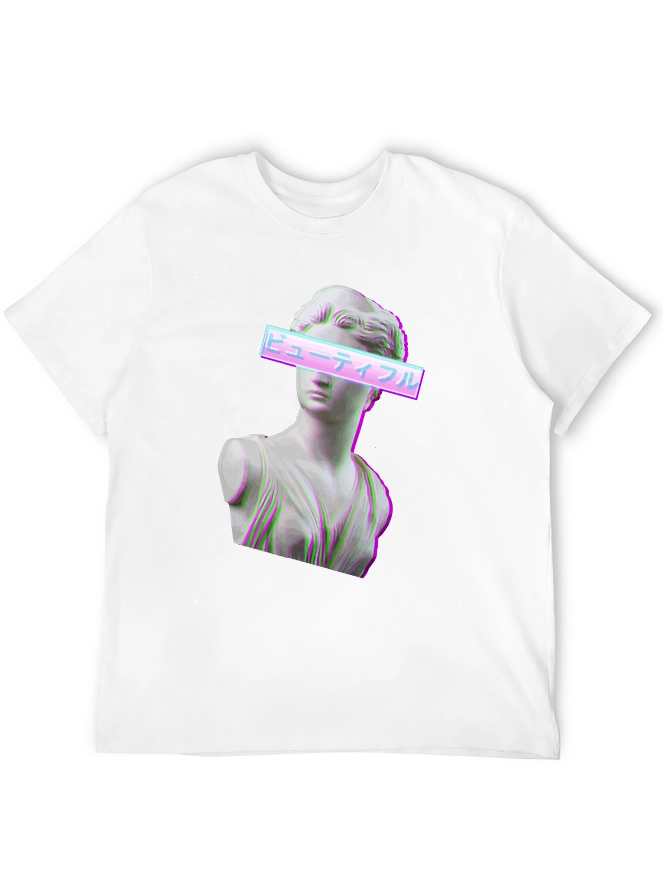 Aesthetic Vaporwave Statue Graphic T-Shirt - Black