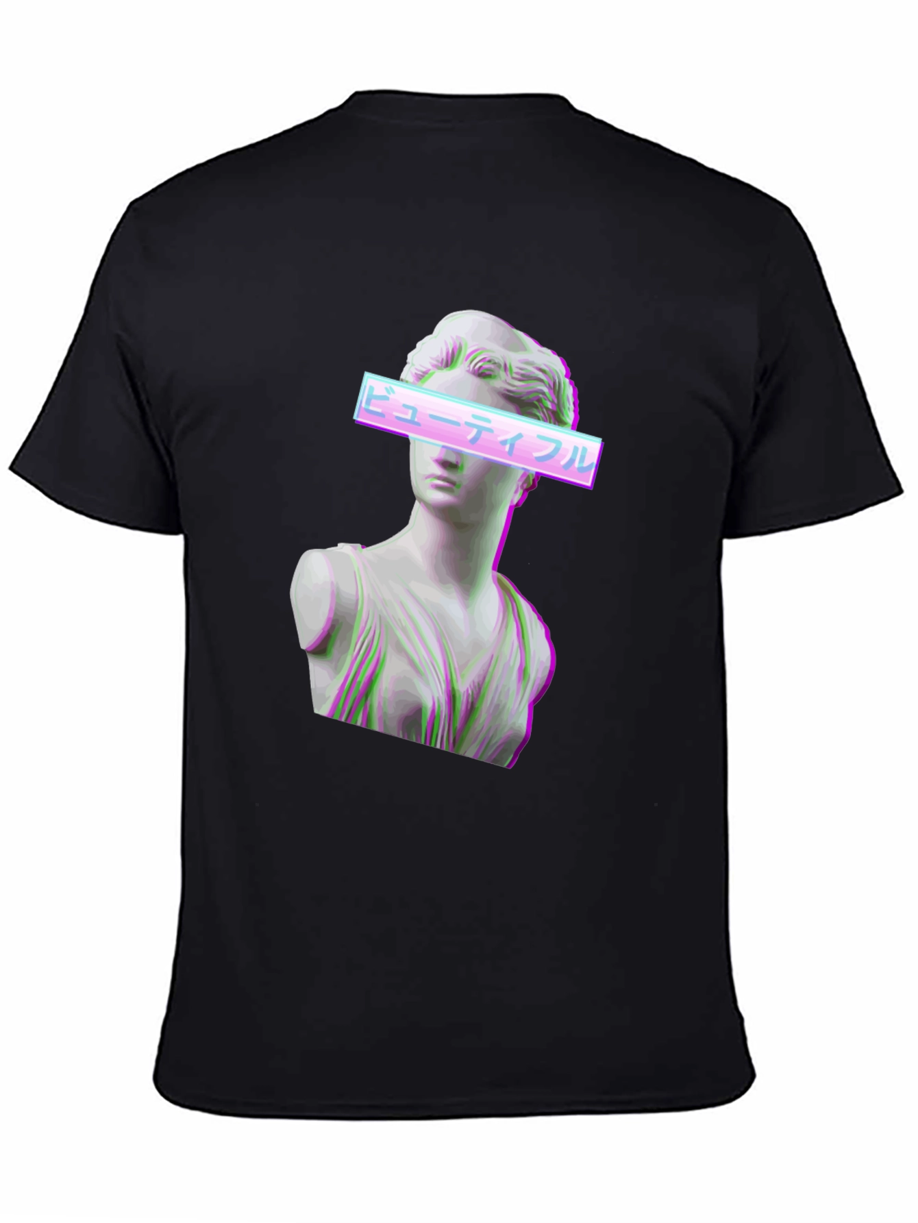 Aesthetic Vaporwave Statue Graphic T-Shirt - Black