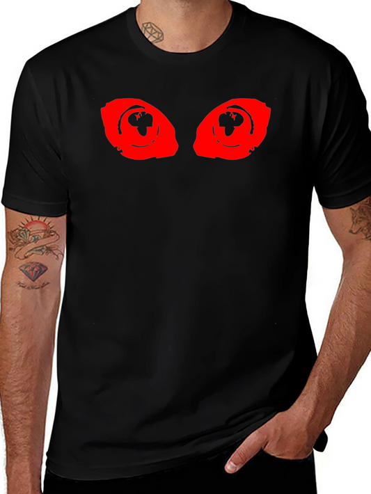 Mens Black T-Shirt with Red Eye Graphic