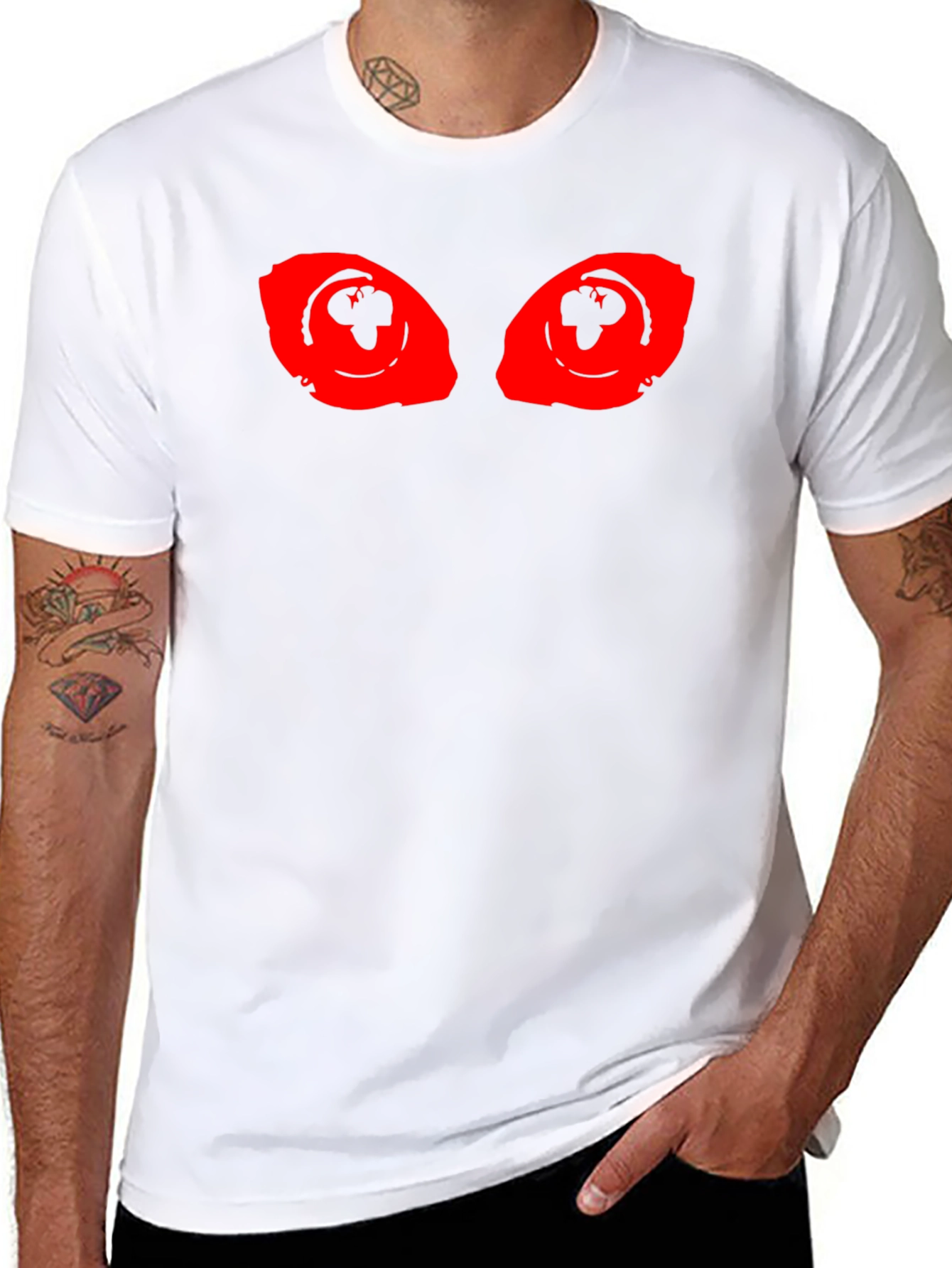 Mens Black T-Shirt with Red Eye Graphic