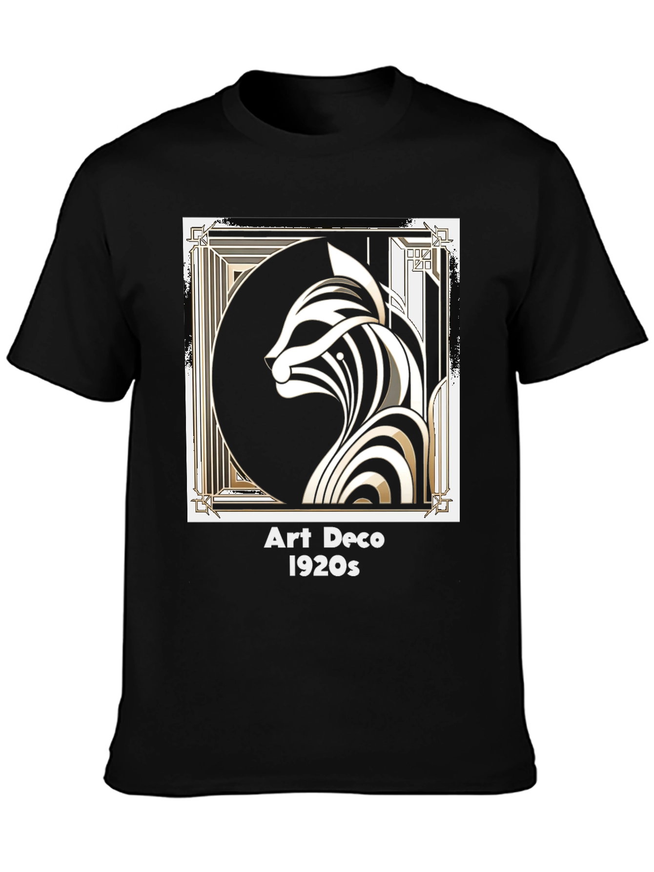 Art Deco 1920s Cat Graphic T-Shirt