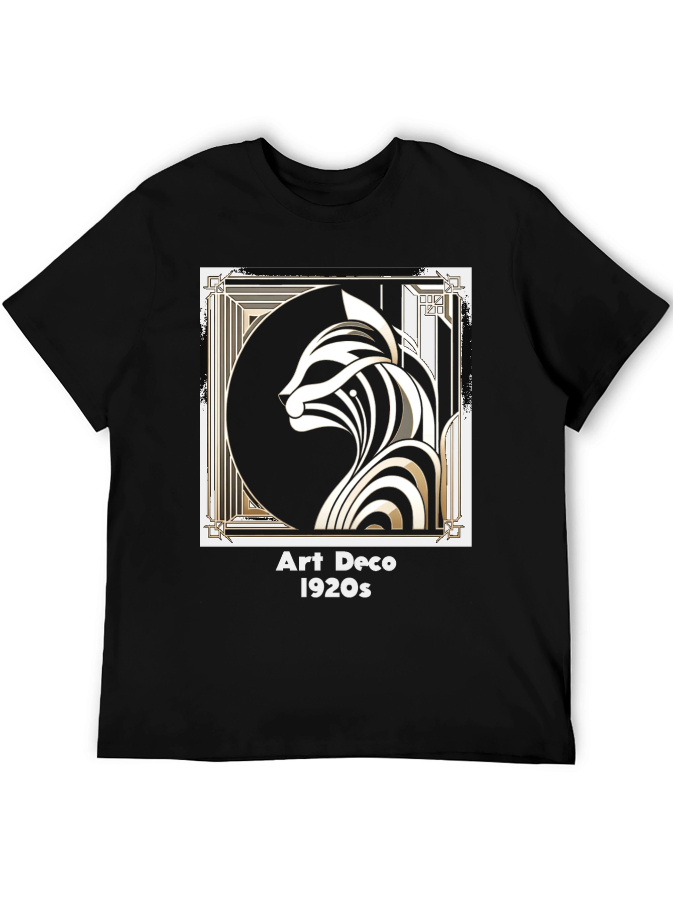 Art Deco 1920s Cat Graphic T-Shirt