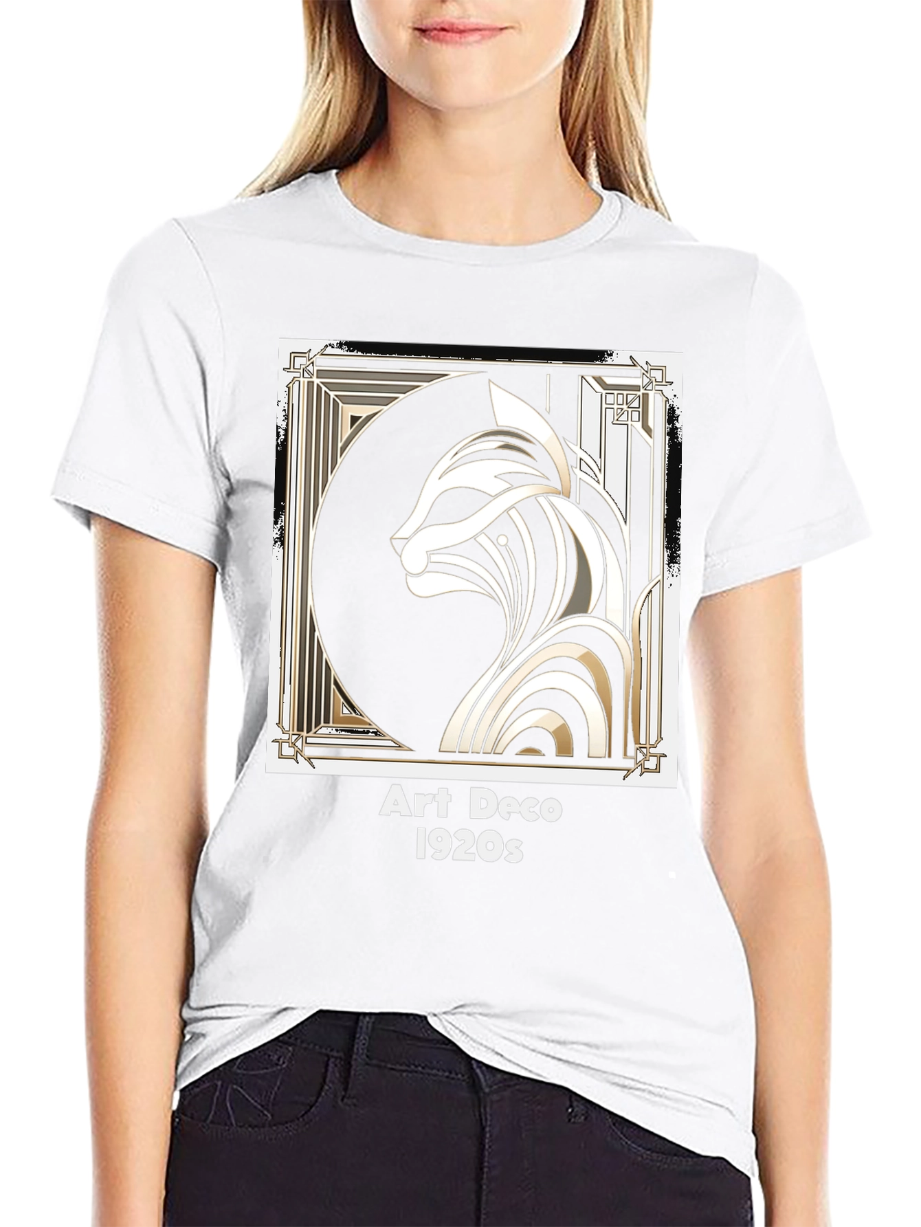 Art Deco 1920s Cat Graphic T-Shirt