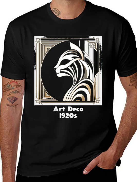 Art Deco 1920s Cat Graphic T-Shirt