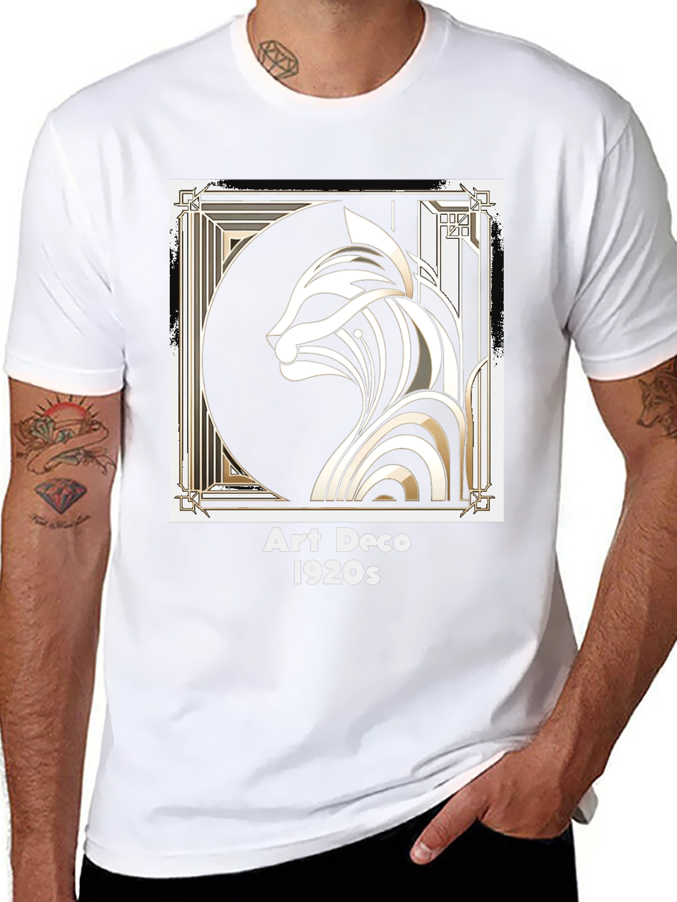 Art Deco 1920s Cat Graphic T-Shirt