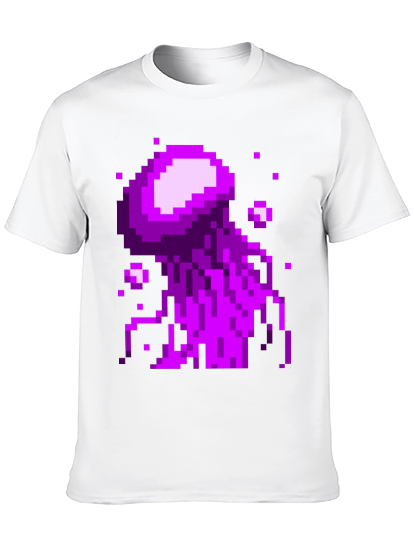 Pixel Art Jellyfish Graphic Tee - Black Cotton