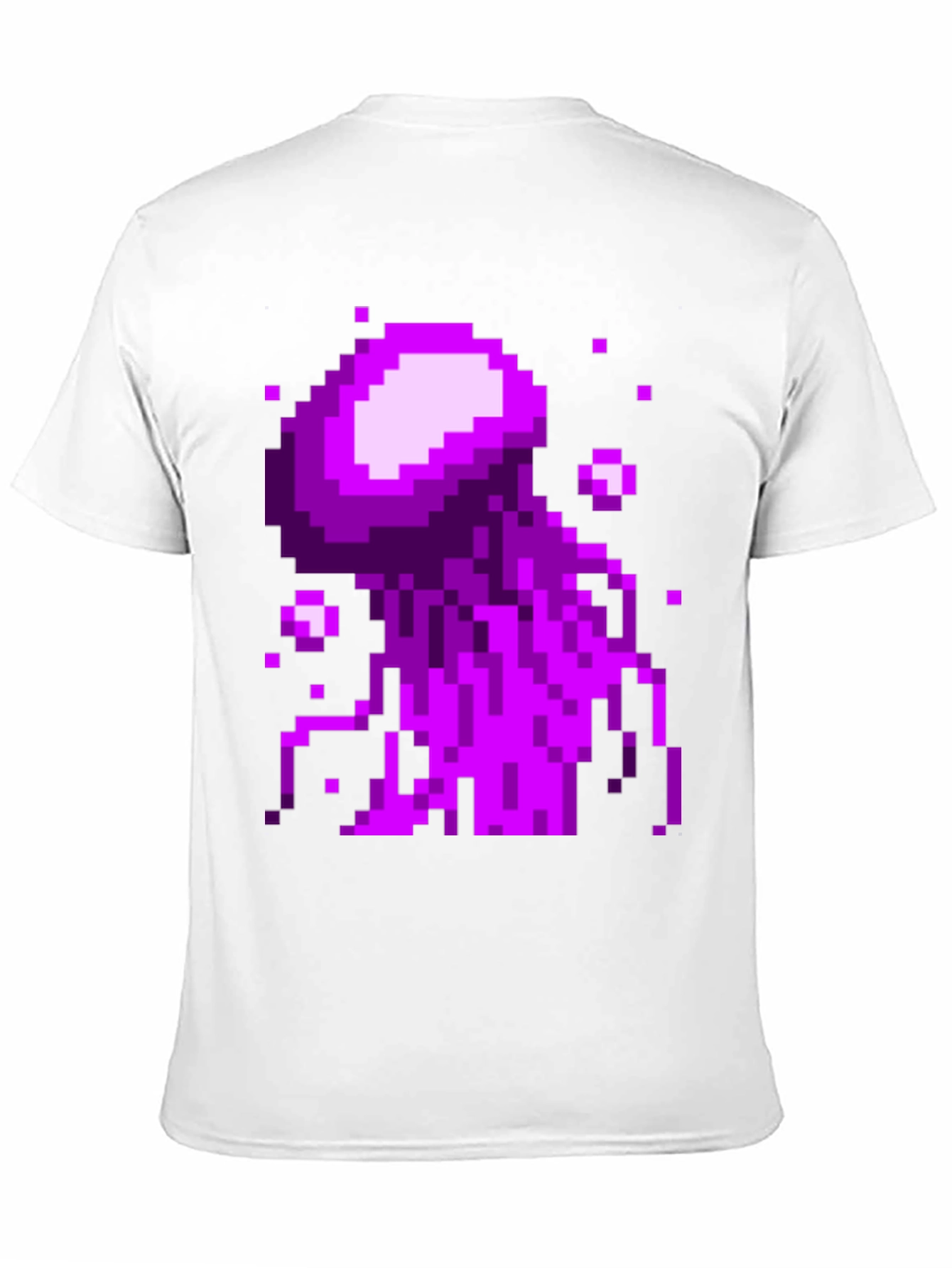 Pixel Art Jellyfish Graphic Tee - Black Cotton